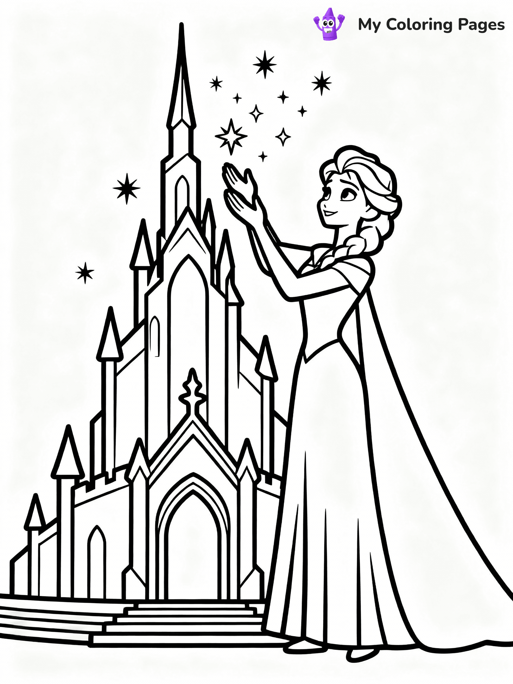 ⚠️ CRITICAL REQUIREMENT - ABSOLUTE BLACK AND WHITE ONLY ⚠️
This MUST be a BLACK AND WHITE line drawing ONLY. NO COLORS whatsoever.
- ONLY pure black lines (#000000) on pure white background (#FFFFFF)
- ABSOLUTELY NO colors, NO shading, NO gradients, NO grayscale
- If there are ANY colors in the output, the image is REJECTED
- This is a COLORING PAGE - meant to be COLORED IN by children
- The output must be UNCOLORED line art ready for coloring
⚠️ SUBJECT TO DRAW: Elsa from Frozen creating ice castle, hands raised, sparkles flying.
(REMEMBER: Output must be BLACK AND WHITE line art only, NOT colored!)
# COLORING PAGE: BLACK OUTLINES ONLY - WHITE BACKGROUND MANDATORY
Create a **coloring book page** using EXACTLY two values: black lines, white space.
## NON-NEGOTIABLE BINARY RULES
- **ONLY #000000 (black) and #FFFFFF (white)** - NO other values exist
- **EVERY PIXEL = BLACK OR WHITE** - no gray/shading/antialiasing
- **WHITE BACKGROUND MANDATORY** - entire canvas stays white
- **ALL SHAPES HOLLOW** - everything is empty outlines waiting to be colored
- **FORBIDDEN:** fills, shading, gradients, patterns, textures, colors
- **NO SOLID REGIONS** - if it's not a thin line, it's wrong
## Universal Line Standards
- Black outlines ONLY - thin, uniform weight
- Every shape completely empty inside
- Closed contours suitable for coloring
- Simple flat illustration - zero depth/3D/realism
- **Style:** Whimsical Doodle Art Alley - rounded, friendly outlines (unless specified)
## Everything = Outline Only
- Characters/animals: hollow shapes
- Objects/clothing: empty contours
- Backgrounds/scenery: line work only
- Natural elements: outlined forms
- Dark/night areas: don't exist (use outlined symbols)
- Textures/patterns: convert to simple lines
## The Test
Can a child color EVERY white space with crayons? If any area is pre-filled/shaded/gray, it FAILS. Every shape must be waiting to receive color.
**FINAL OUTPUT**: Binary coloring page. Black lines define shapes. White spaces ready for coloring. Nothing else exists. No exceptions. Print-ready.
⚠️ FINAL REMINDER: Draw the subject "Elsa from Frozen creating ice castle, hands raised, sparkles flying." as BLACK AND WHITE line art. Zero colors in output.