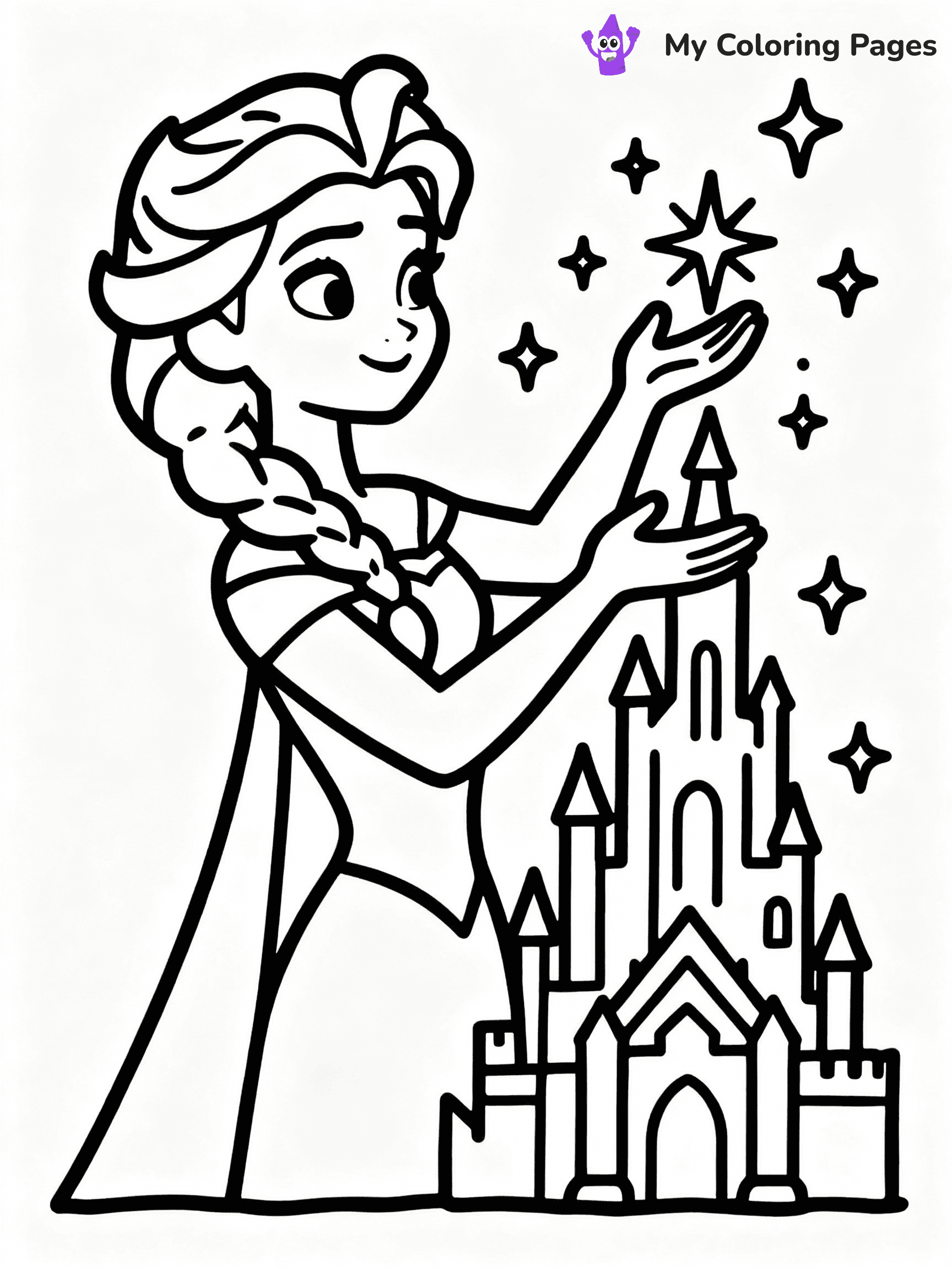 ⚠️ CRITICAL REQUIREMENT - ABSOLUTE BLACK AND WHITE ONLY ⚠️
This MUST be a BLACK AND WHITE line drawing ONLY. NO COLORS whatsoever.
- ONLY pure black lines (#000000) on pure white background (#FFFFFF)
- ABSOLUTELY NO colors, NO shading, NO gradients, NO grayscale
- If there are ANY colors in the output, the image is REJECTED
- This is a COLORING PAGE - meant to be COLORED IN by children
- The output must be UNCOLORED line art ready for coloring
⚠️ SUBJECT TO DRAW: Elsa from Frozen creating ice castle, hands raised, sparkles flying.
(REMEMBER: Output must be BLACK AND WHITE line art only, NOT colored!)
# COLORING PAGE: BLACK OUTLINES ONLY - WHITE BACKGROUND MANDATORY
Create a **coloring book page** using EXACTLY two values: black lines, white space.
## NON-NEGOTIABLE BINARY RULES
- **ONLY #000000 (black) and #FFFFFF (white)** - NO other values exist
- **EVERY PIXEL = BLACK OR WHITE** - no gray/shading/antialiasing
- **WHITE BACKGROUND MANDATORY** - entire canvas stays white
- **ALL SHAPES HOLLOW** - everything is empty outlines waiting to be colored
- **FORBIDDEN:** fills, shading, gradients, patterns, textures, colors
- **NO SOLID REGIONS** - if it's not a thin line, it's wrong
## Universal Line Standards
- Black outlines ONLY - thin, uniform weight
- Every shape completely empty inside
- Closed contours suitable for coloring
- Simple flat illustration - zero depth/3D/realism
- **Style:** Whimsical Doodle Art Alley - rounded, friendly outlines (unless specified)
## Everything = Outline Only
- Characters/animals: hollow shapes
- Objects/clothing: empty contours
- Backgrounds/scenery: line work only
- Natural elements: outlined forms
- Dark/night areas: don't exist (use outlined symbols)
- Textures/patterns: convert to simple lines
## The Test
Can a child color EVERY white space with crayons? If any area is pre-filled/shaded/gray, it FAILS. Every shape must be waiting to receive color.
**FINAL OUTPUT**: Binary coloring page. Black lines define shapes. White spaces ready for coloring. Nothing else exists. No exceptions. Print-ready.
⚠️ FINAL REMINDER: Draw the subject "Elsa from Frozen creating ice castle, hands raised, sparkles flying." as BLACK AND WHITE line art. Zero colors in output.