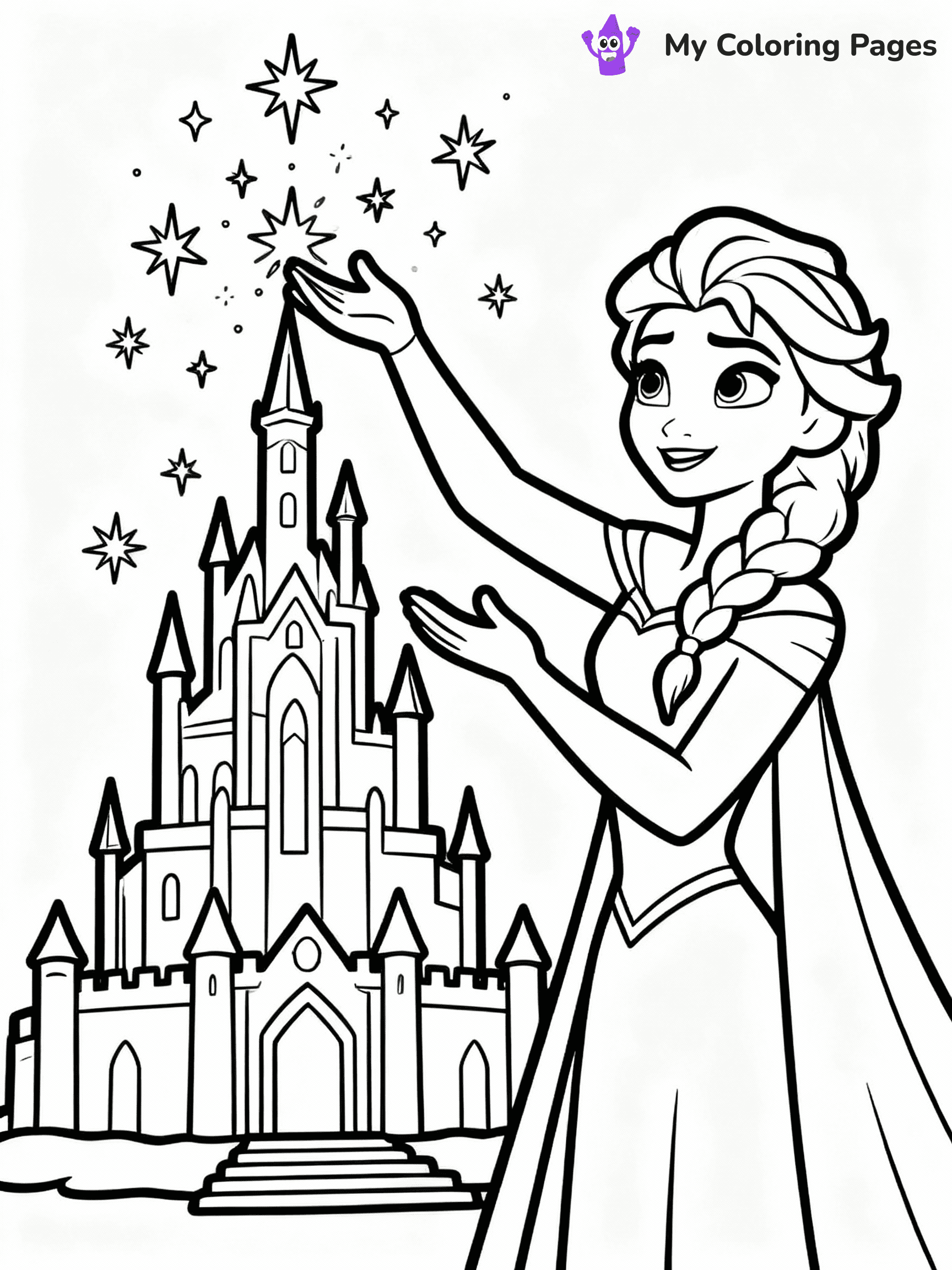 ⚠️ CRITICAL REQUIREMENT - ABSOLUTE BLACK AND WHITE ONLY ⚠️
This MUST be a BLACK AND WHITE line drawing ONLY. NO COLORS whatsoever.
- ONLY pure black lines (#000000) on pure white background (#FFFFFF)
- ABSOLUTELY NO colors, NO shading, NO gradients, NO grayscale
- If there are ANY colors in the output, the image is REJECTED
- This is a COLORING PAGE - meant to be COLORED IN by children
- The output must be UNCOLORED line art ready for coloring
⚠️ SUBJECT TO DRAW: Elsa from Frozen creating ice castle, hands raised, sparkles flying.
(REMEMBER: Output must be BLACK AND WHITE line art only, NOT colored!)
# COLORING PAGE: BLACK OUTLINES ONLY - WHITE BACKGROUND MANDATORY
Create a **coloring book page** using EXACTLY two values: black lines, white space.
## NON-NEGOTIABLE BINARY RULES
- **ONLY #000000 (black) and #FFFFFF (white)** - NO other values exist
- **EVERY PIXEL = BLACK OR WHITE** - no gray/shading/antialiasing
- **WHITE BACKGROUND MANDATORY** - entire canvas stays white
- **ALL SHAPES HOLLOW** - everything is empty outlines waiting to be colored
- **FORBIDDEN:** fills, shading, gradients, patterns, textures, colors
- **NO SOLID REGIONS** - if it's not a thin line, it's wrong
## Universal Line Standards
- Black outlines ONLY - thin, uniform weight
- Every shape completely empty inside
- Closed contours suitable for coloring
- Simple flat illustration - zero depth/3D/realism
- **Style:** Whimsical Doodle Art Alley - rounded, friendly outlines (unless specified)
## Everything = Outline Only
- Characters/animals: hollow shapes
- Objects/clothing: empty contours
- Backgrounds/scenery: line work only
- Natural elements: outlined forms
- Dark/night areas: don't exist (use outlined symbols)
- Textures/patterns: convert to simple lines
## The Test
Can a child color EVERY white space with crayons? If any area is pre-filled/shaded/gray, it FAILS. Every shape must be waiting to receive color.
**FINAL OUTPUT**: Binary coloring page. Black lines define shapes. White spaces ready for coloring. Nothing else exists. No exceptions. Print-ready.
⚠️ FINAL REMINDER: Draw the subject "Elsa from Frozen creating ice castle, hands raised, sparkles flying." as BLACK AND WHITE line art. Zero colors in output.