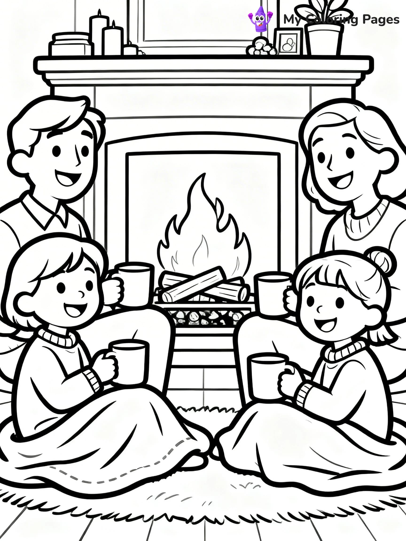 Fireplace Coloring Pages - 1