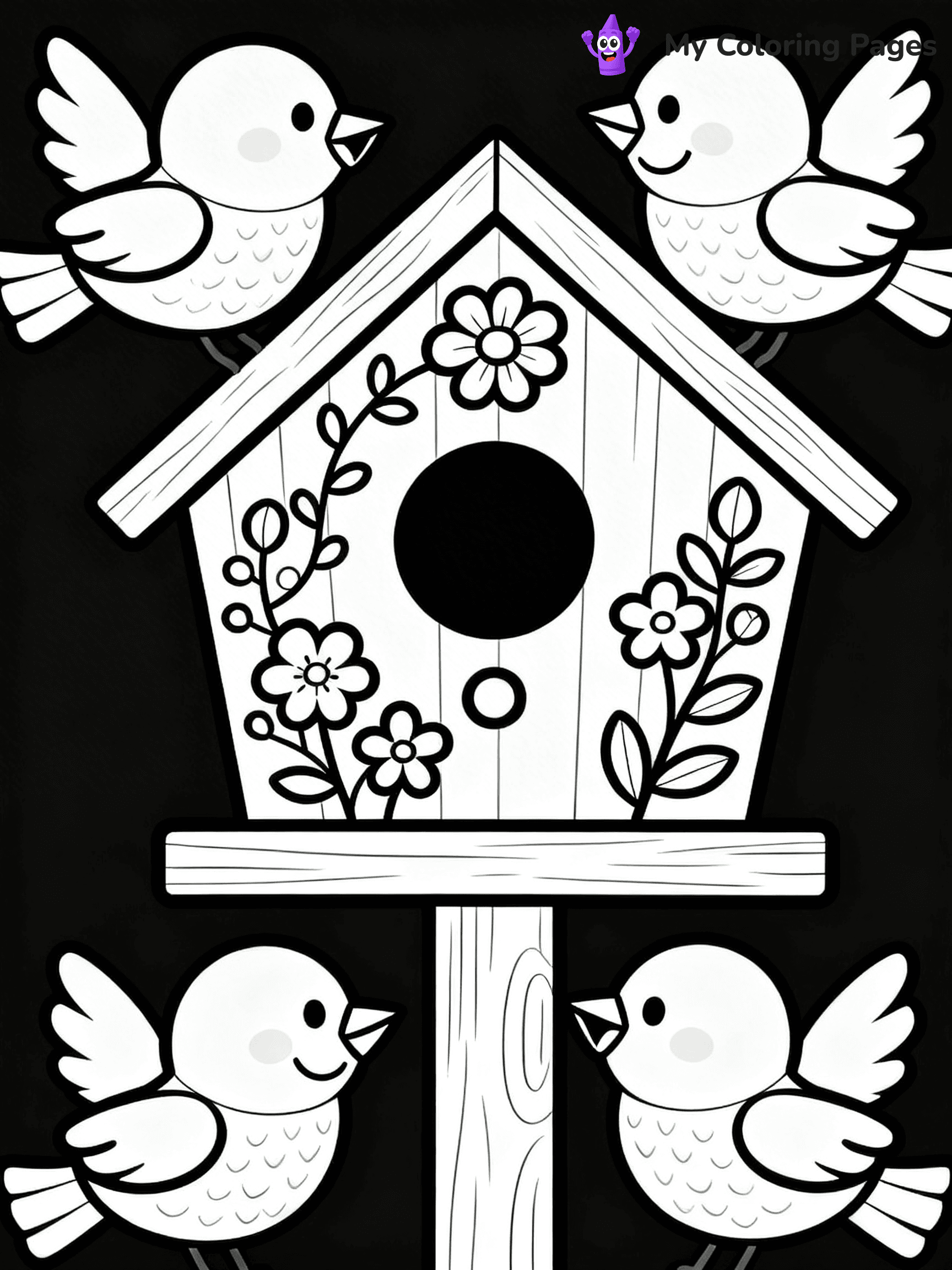 Bird House Coloring Pages - 29