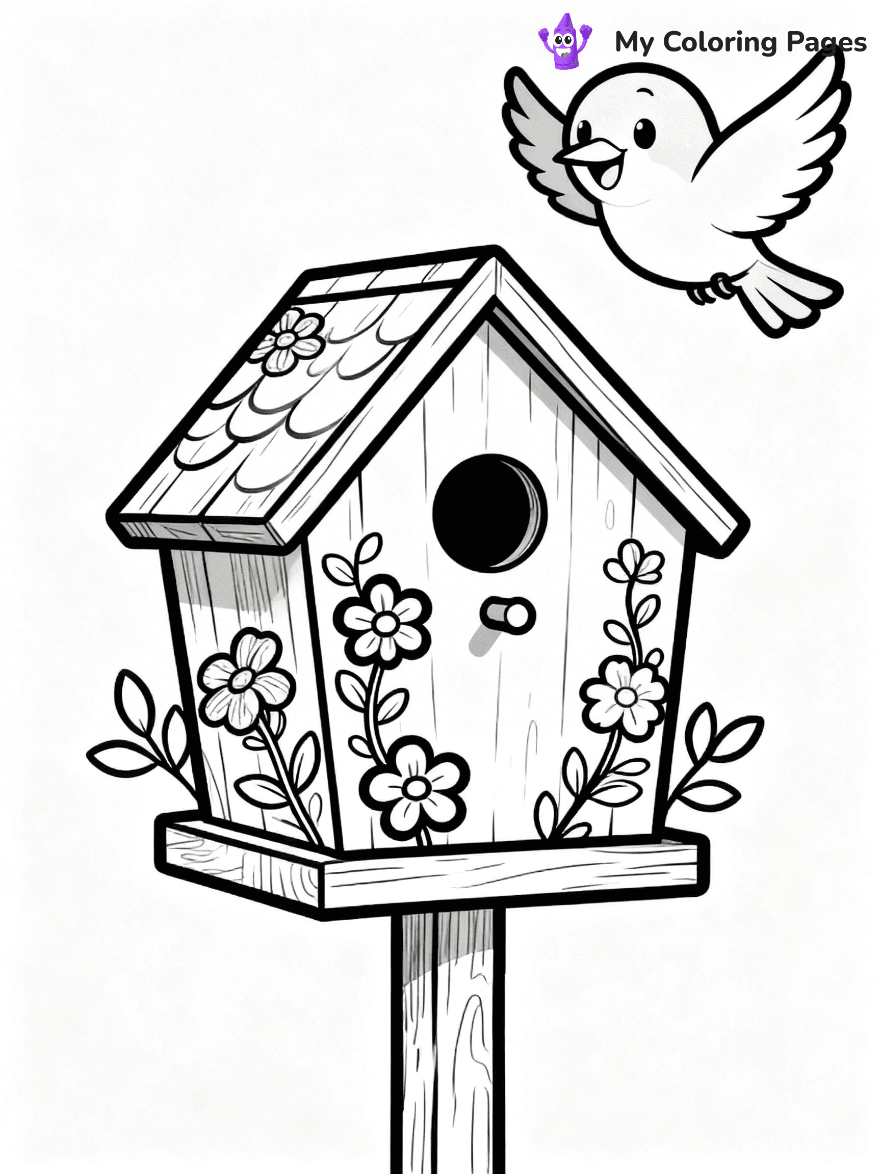 Bird House Coloring Pages - 1