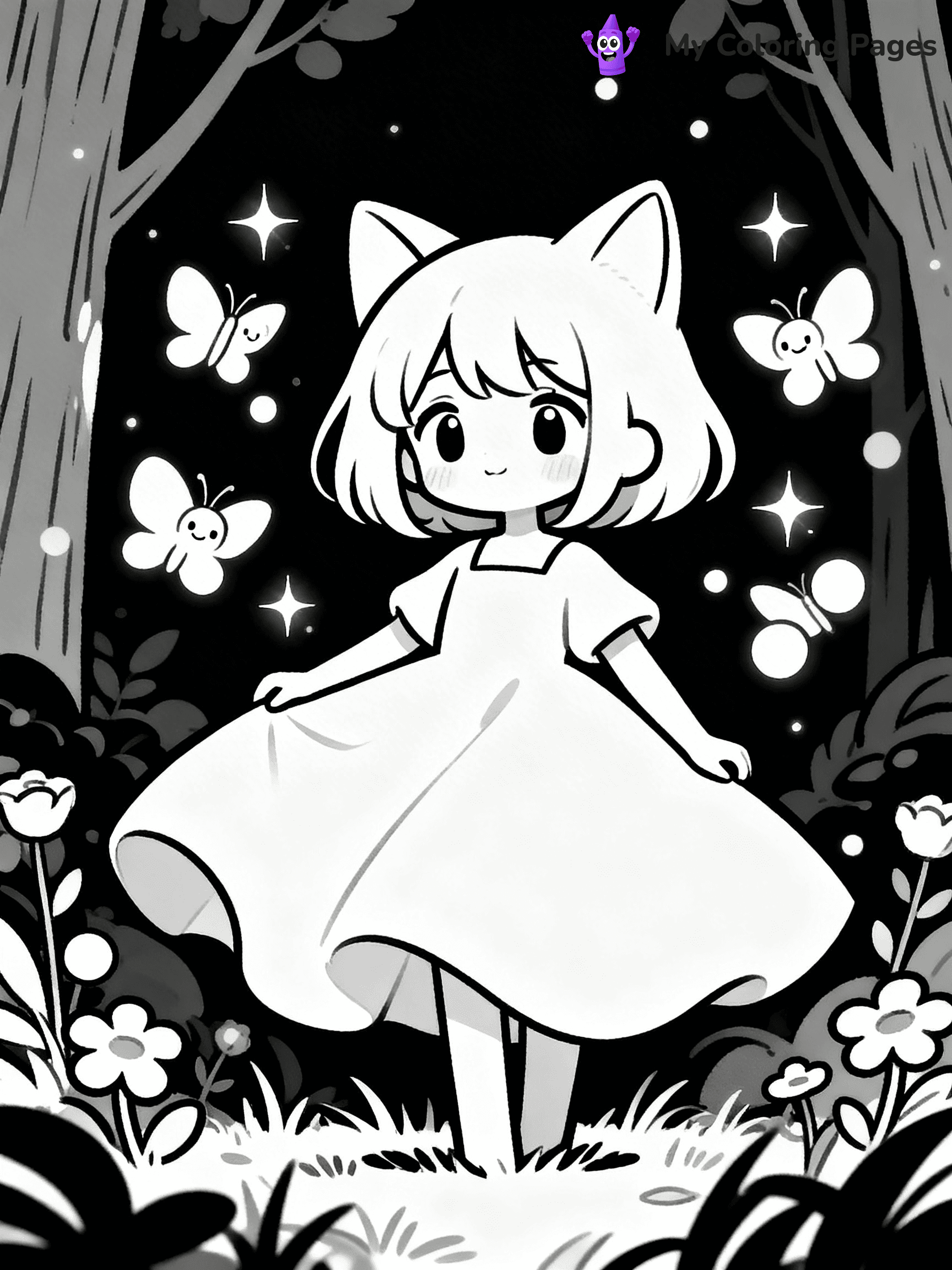 Anime Cat Girl Coloring Pages - 34