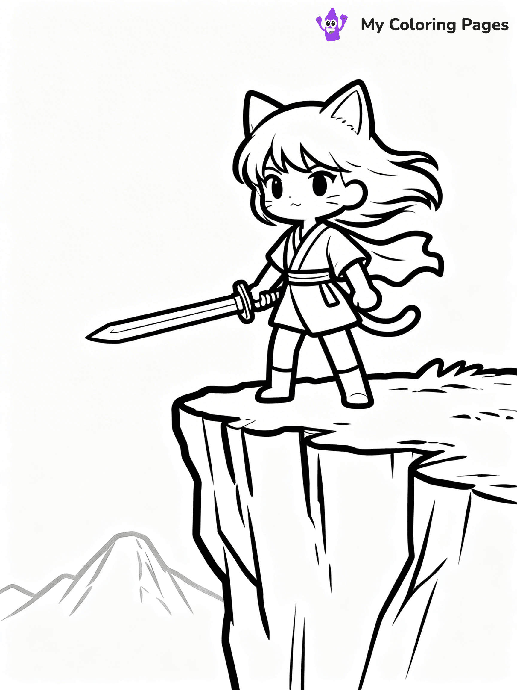 Anime Cat Girl Coloring Pages - 27