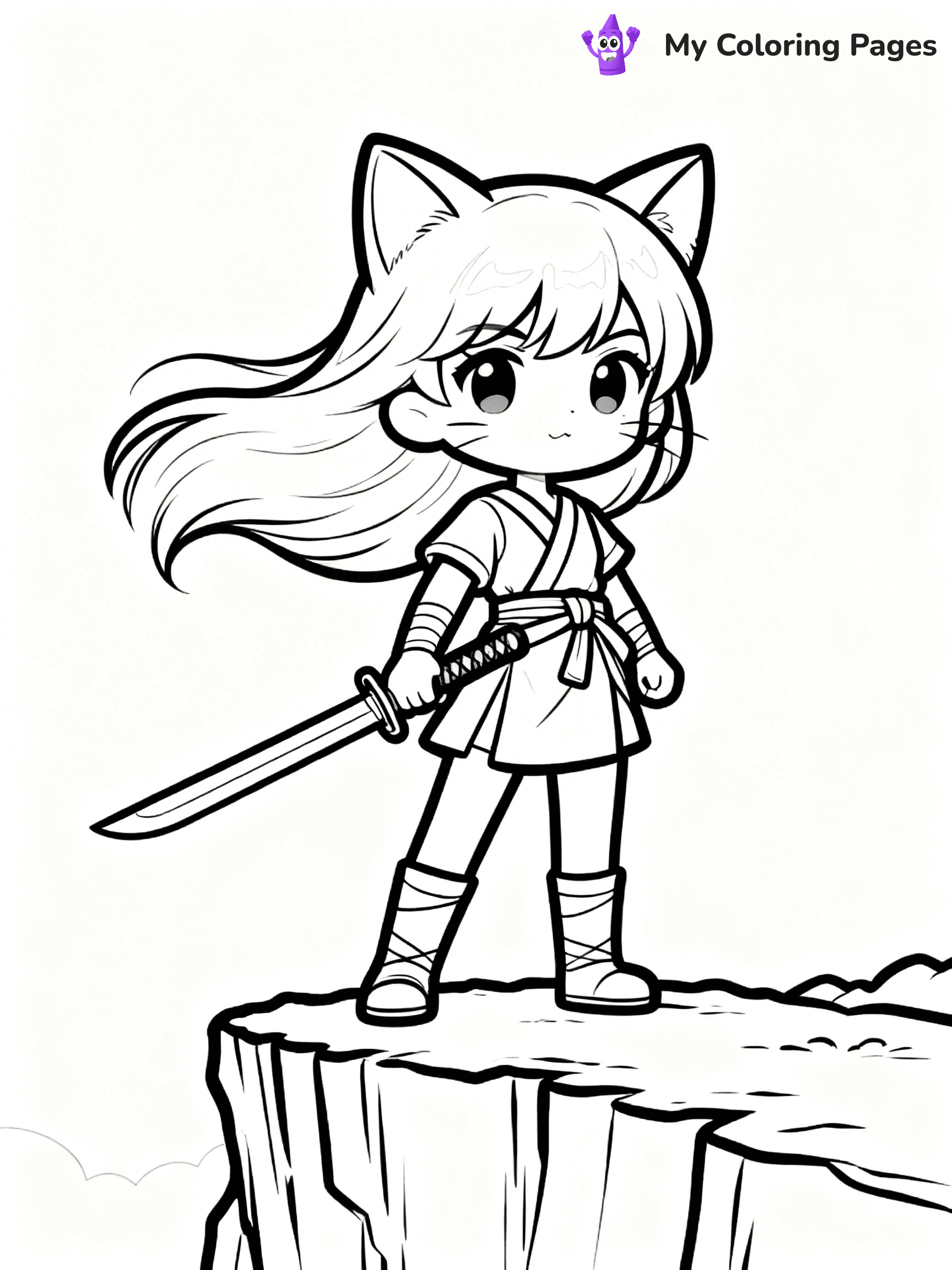Anime Cat Girl Coloring Pages - 26