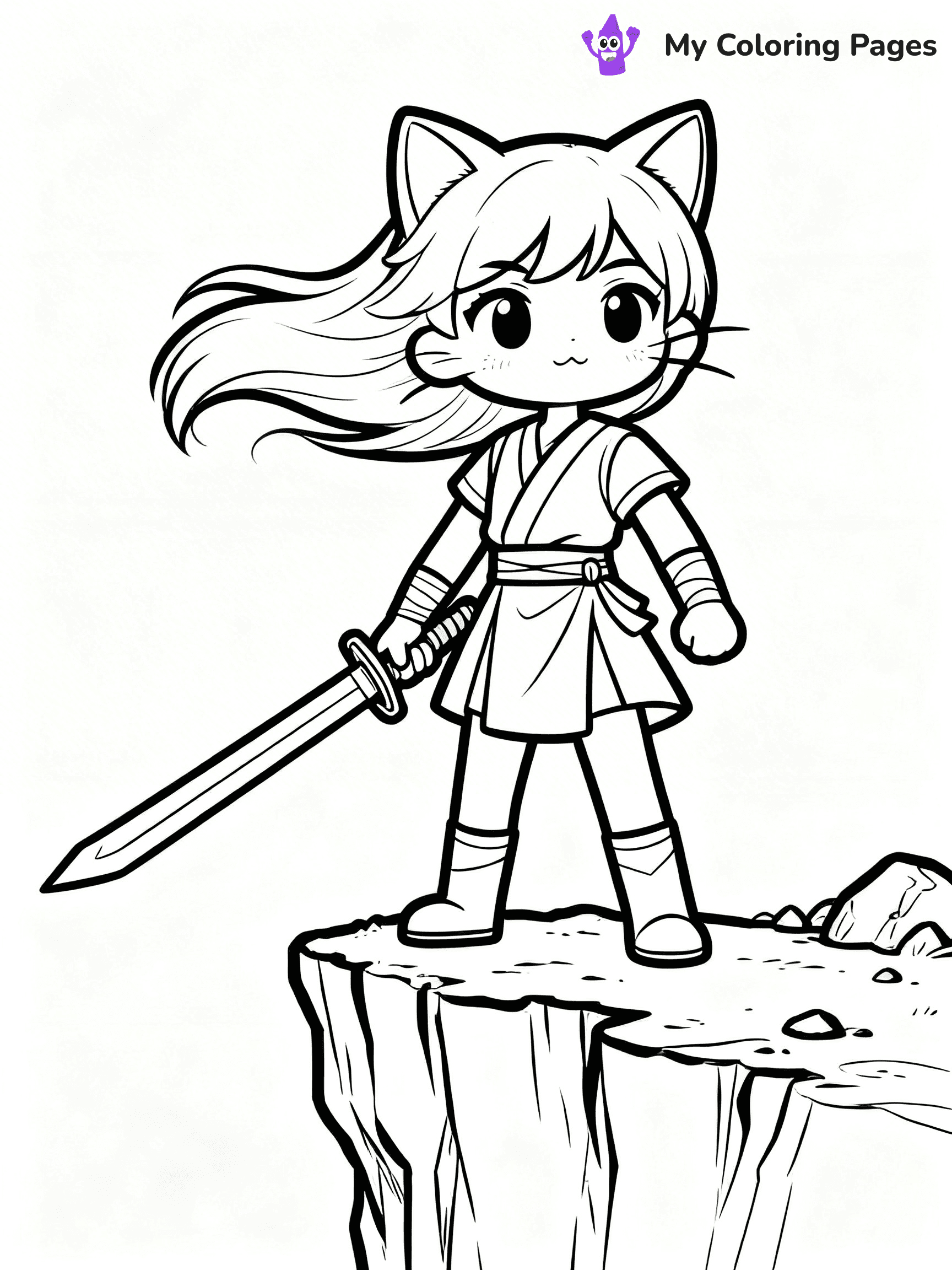 Anime Cat Girl Coloring Pages - 25