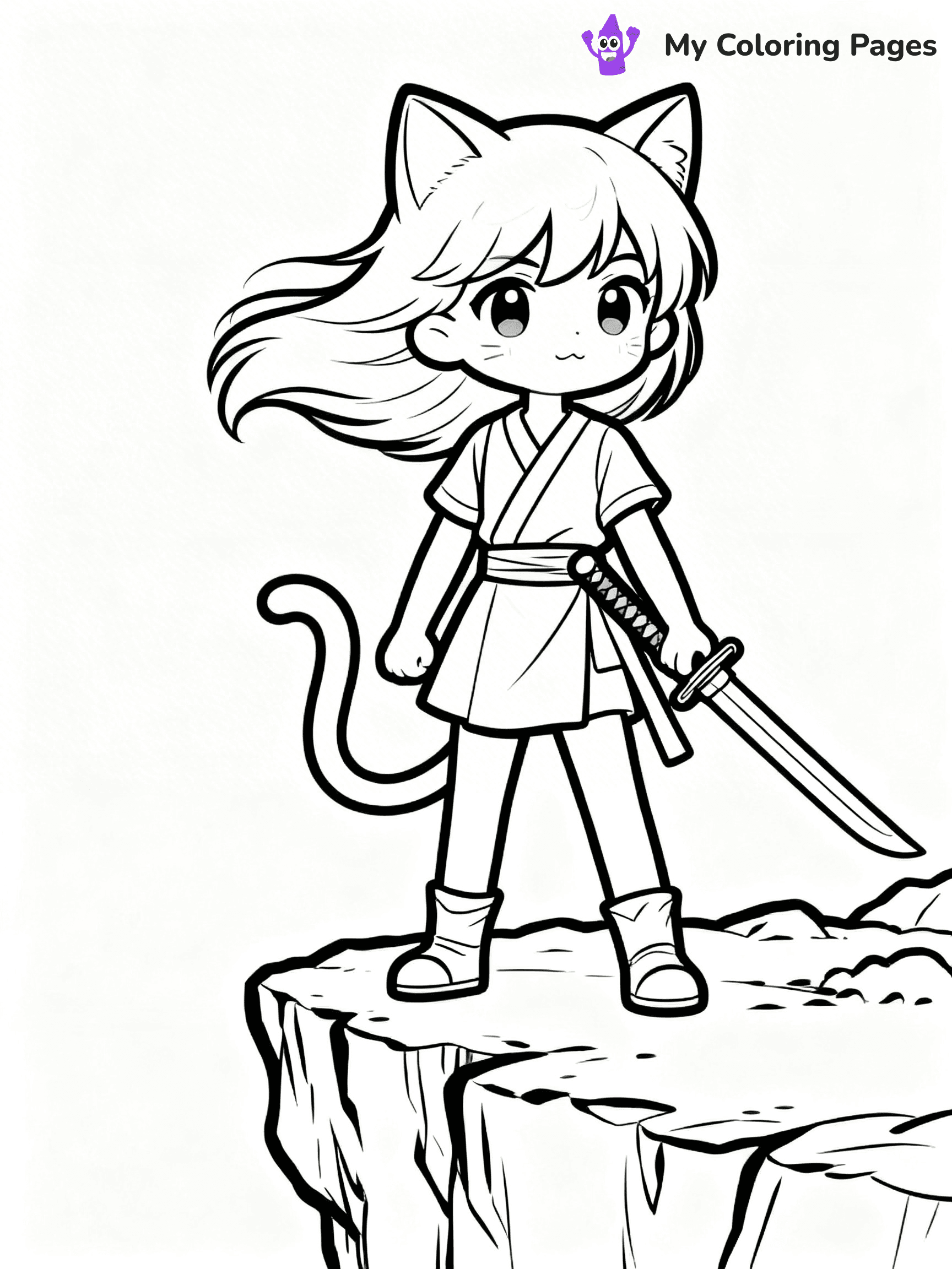 Anime Cat Girl Coloring Pages - 24