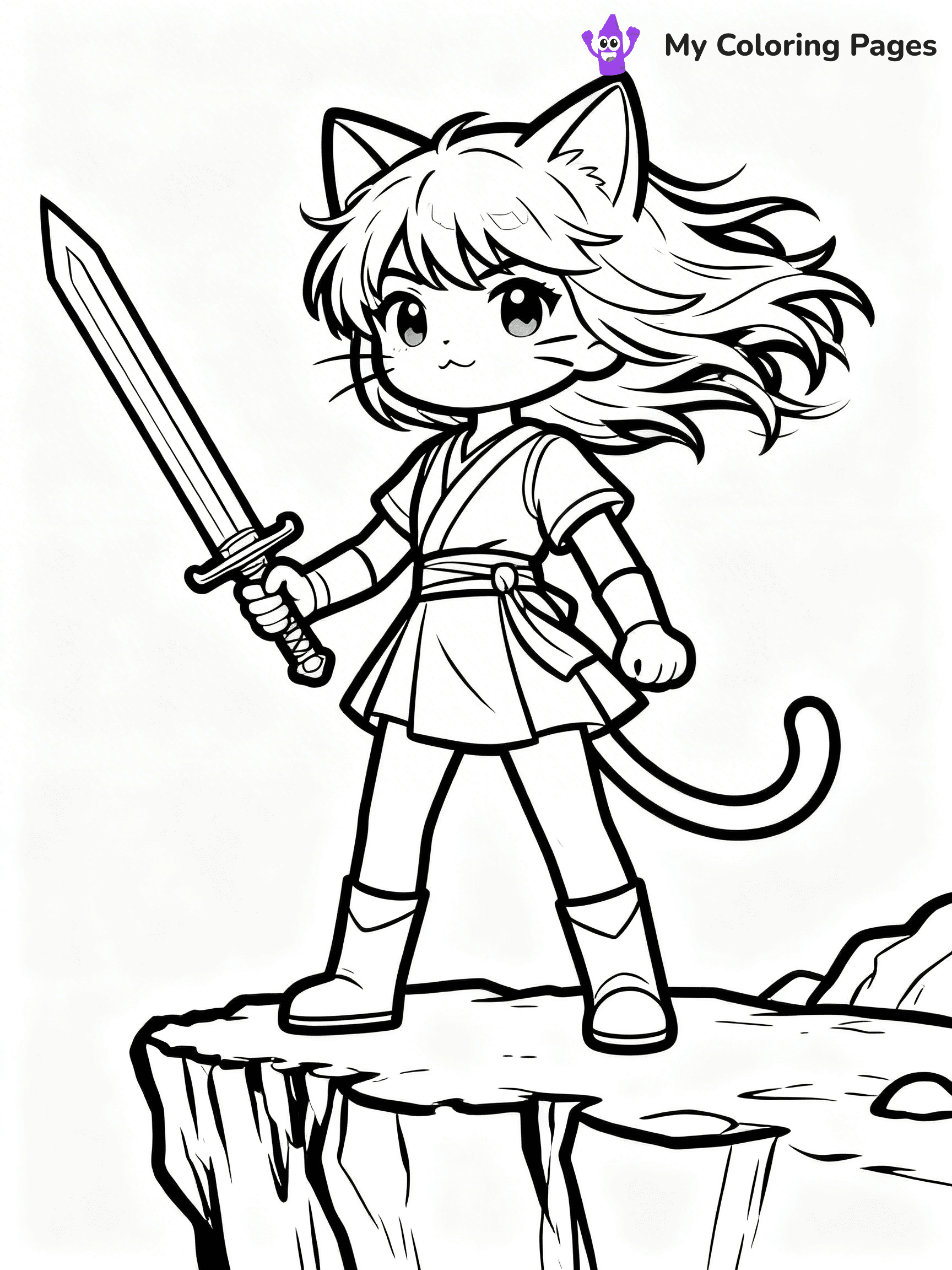 Anime Cat Girl Coloring Pages - 23