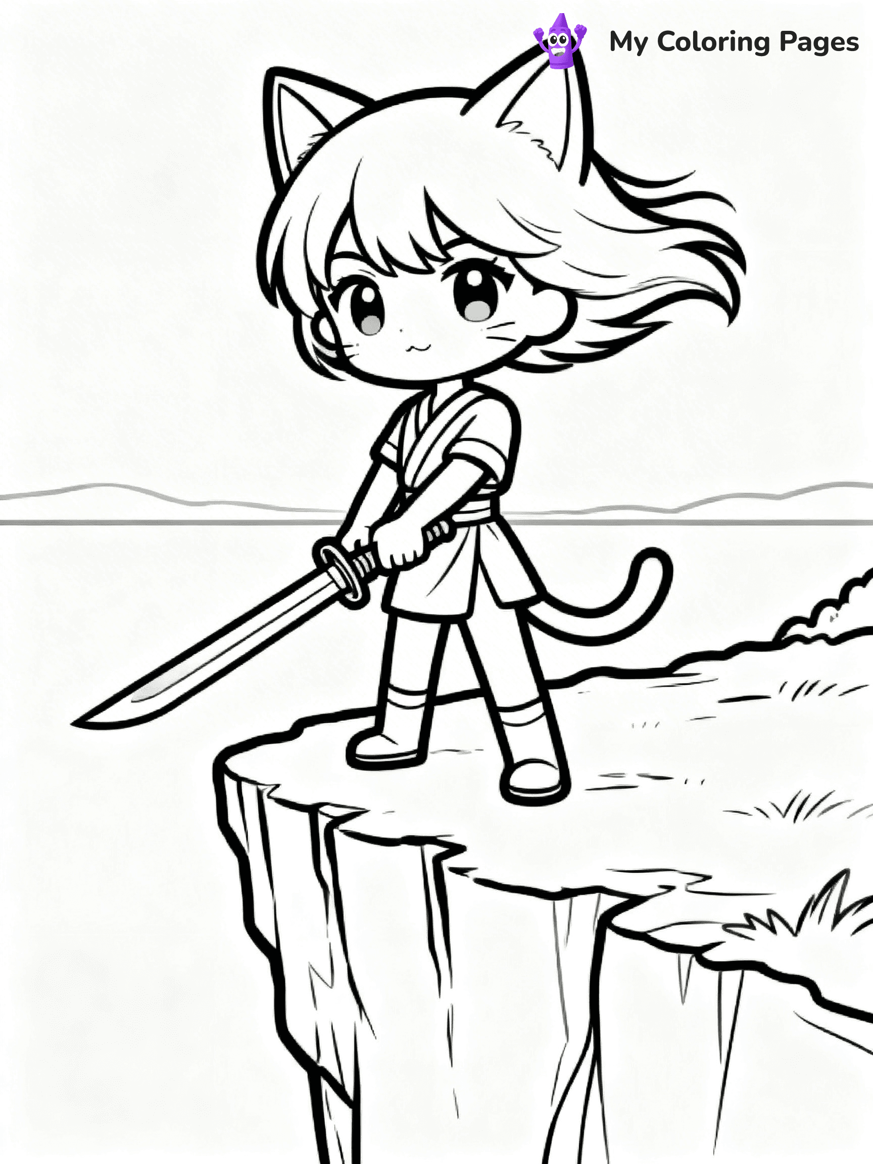 Anime Cat Girl Coloring Pages - 22