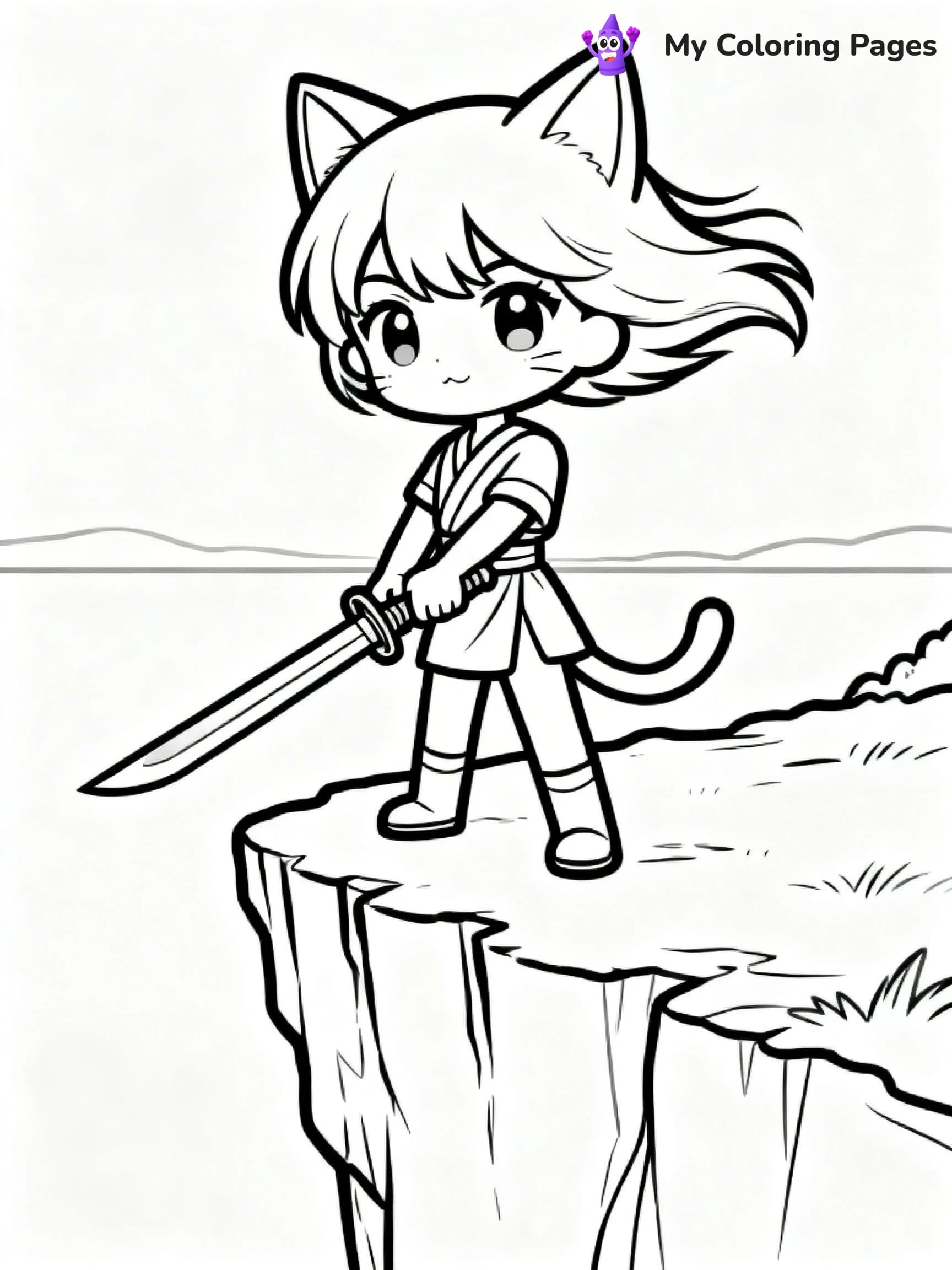 Anime Cat Girl Coloring Pages - 22