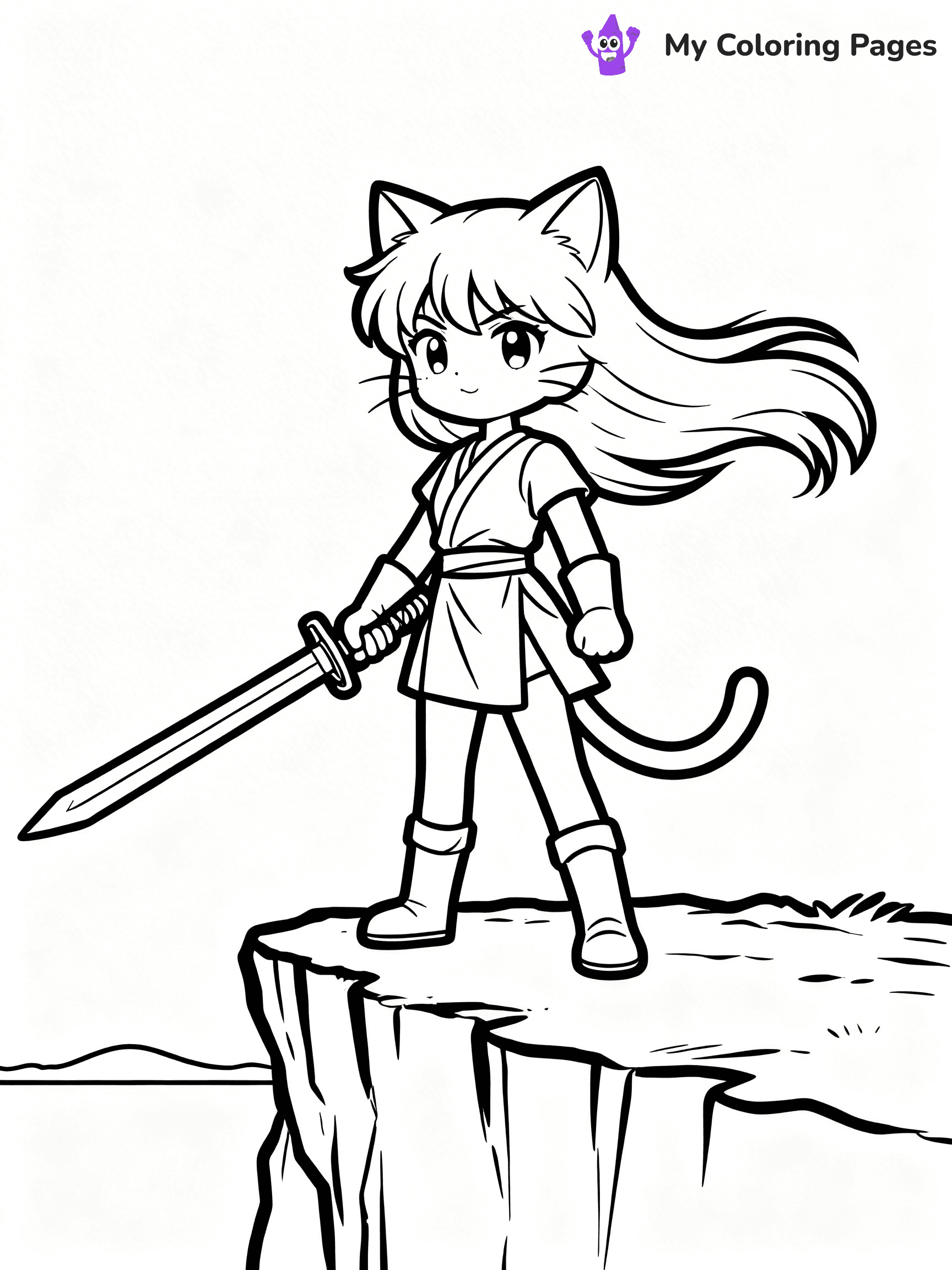 Anime Cat Girl Coloring Pages - 21