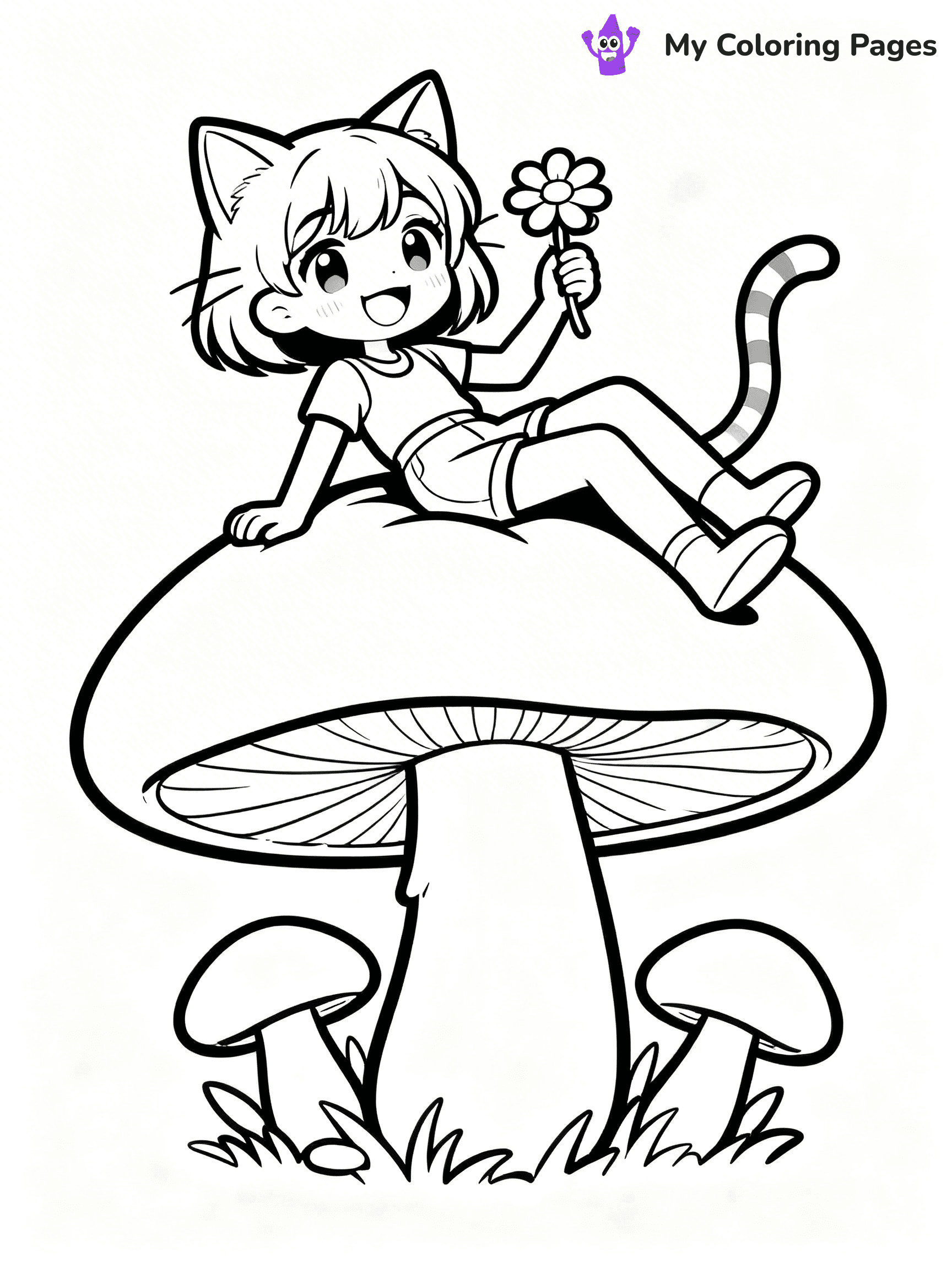 Anime Cat Girl Coloring Pages - 20
