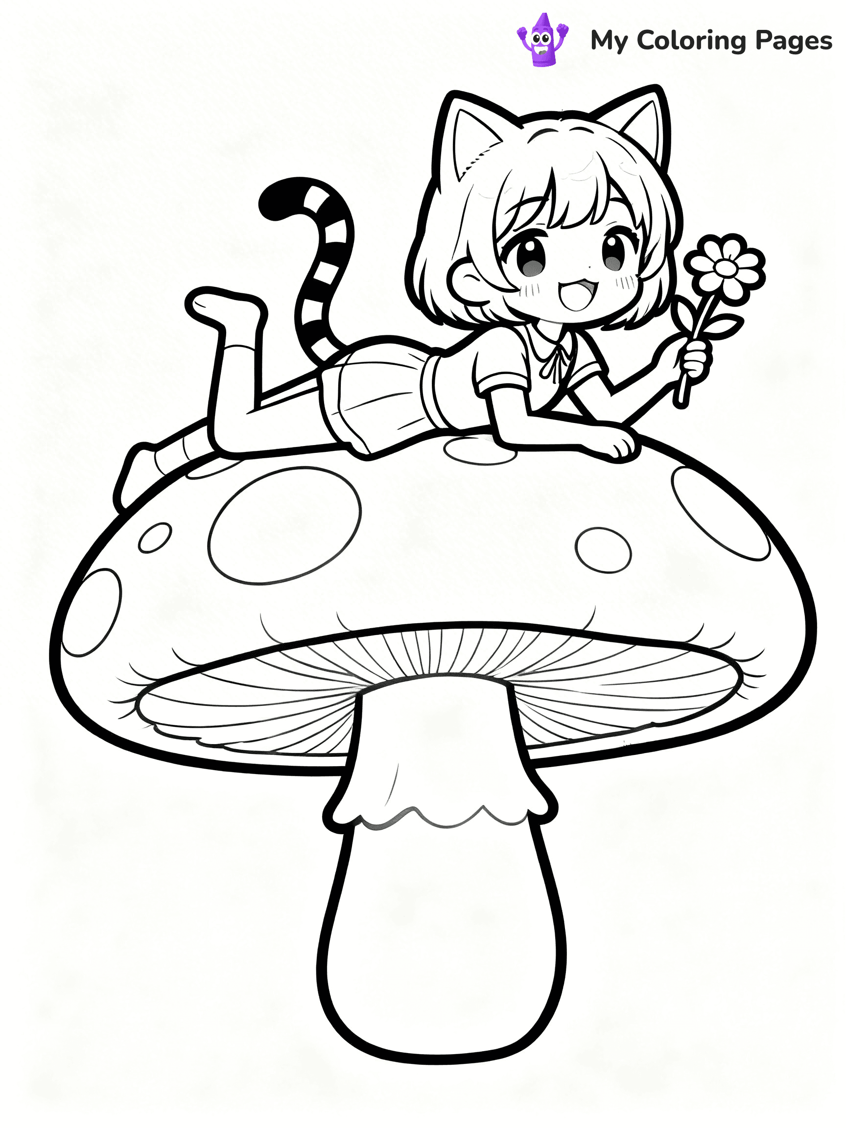 Anime Cat Girl Coloring Pages - 19
