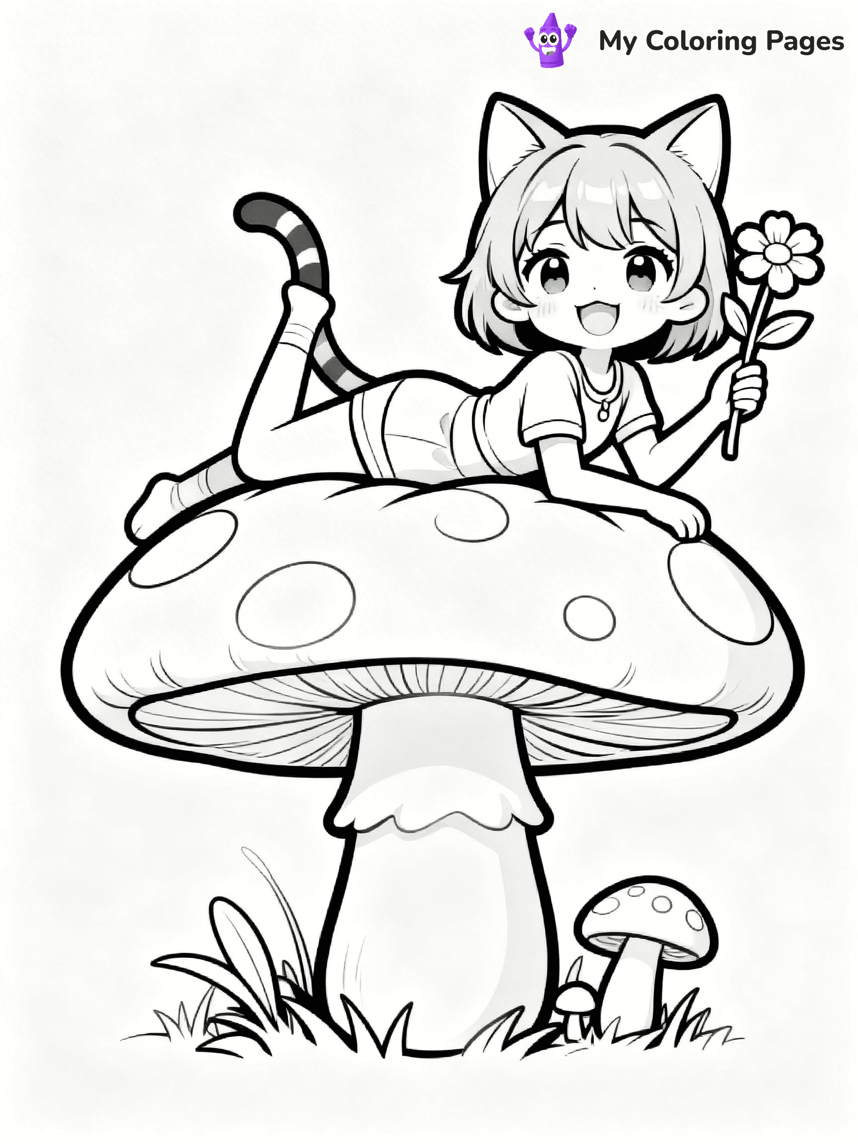 Anime Cat Girl Coloring Pages - 18