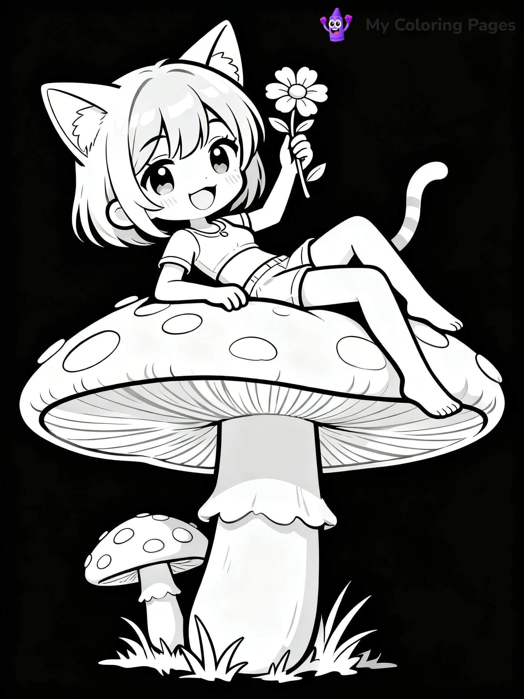Anime Cat Girl Coloring Pages - 17