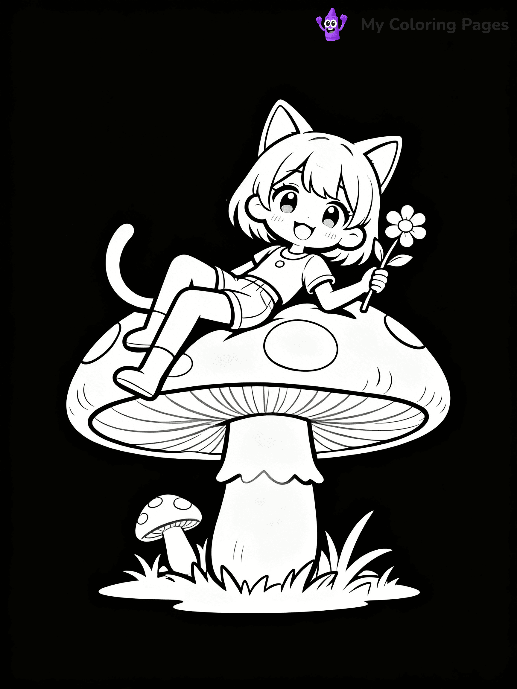 Anime Cat Girl Coloring Pages - 16