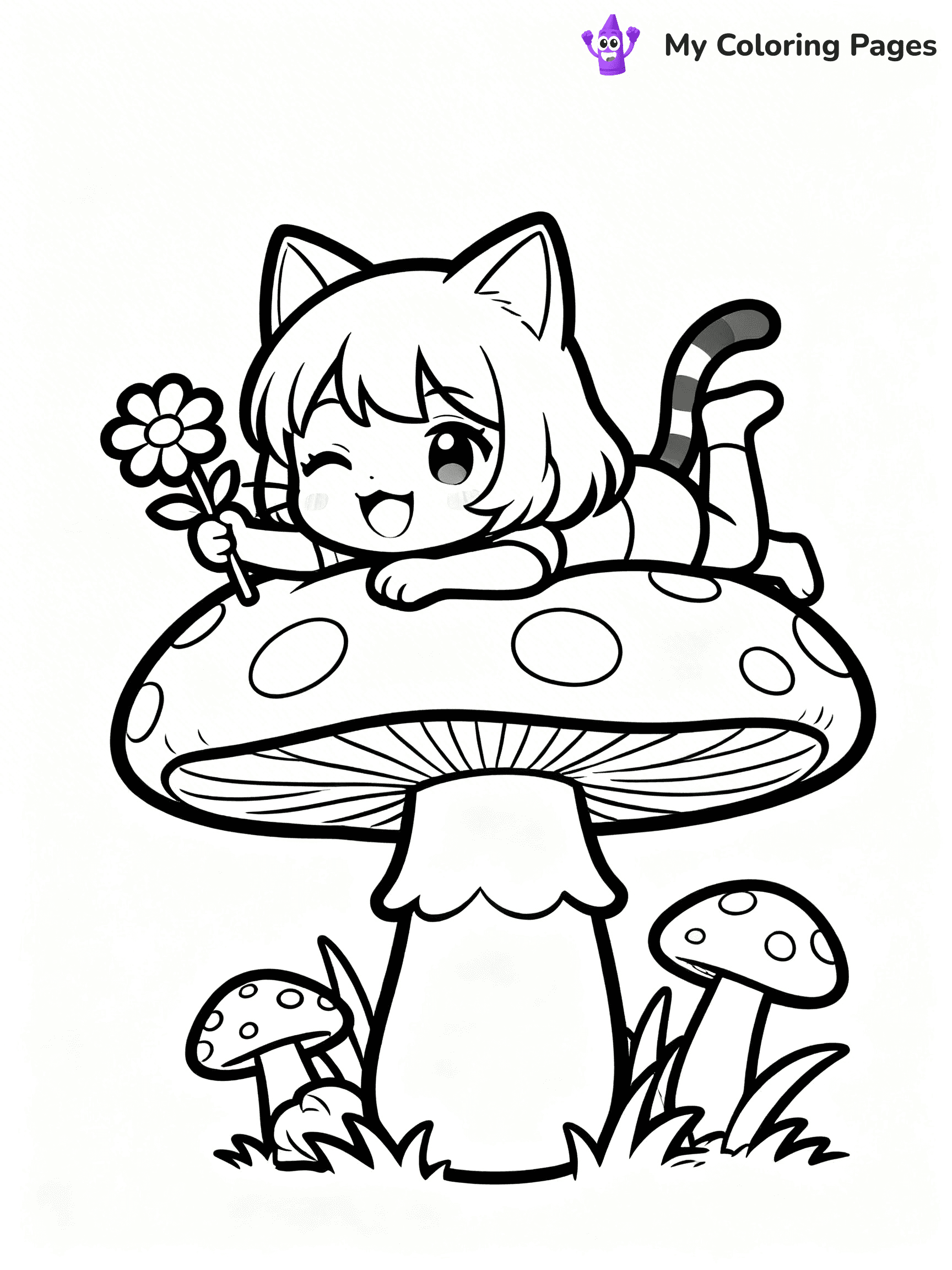 Anime Cat Girl Coloring Pages - 15