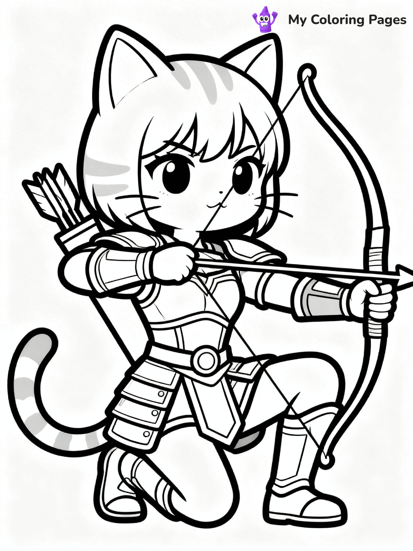 Anime Cat Girl Coloring Pages - 12