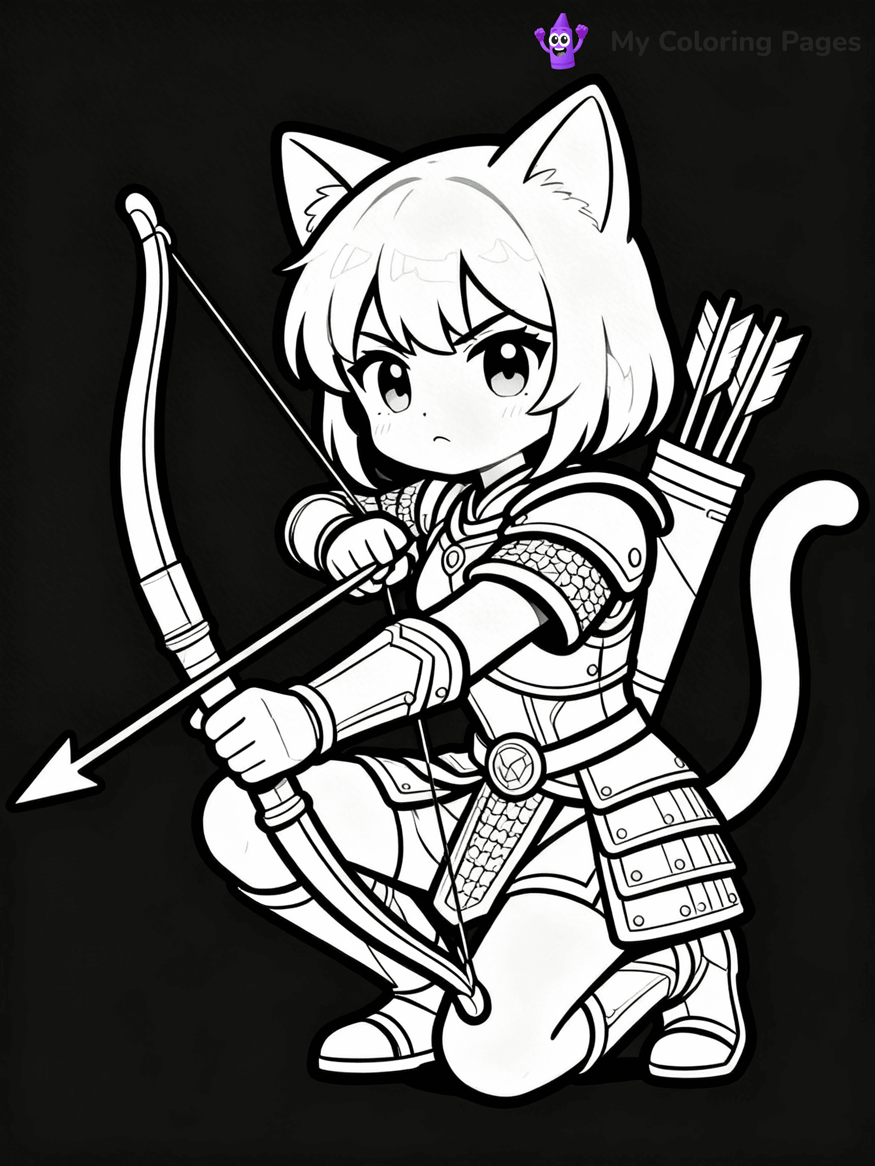 Anime Cat Girl Coloring Pages - 11