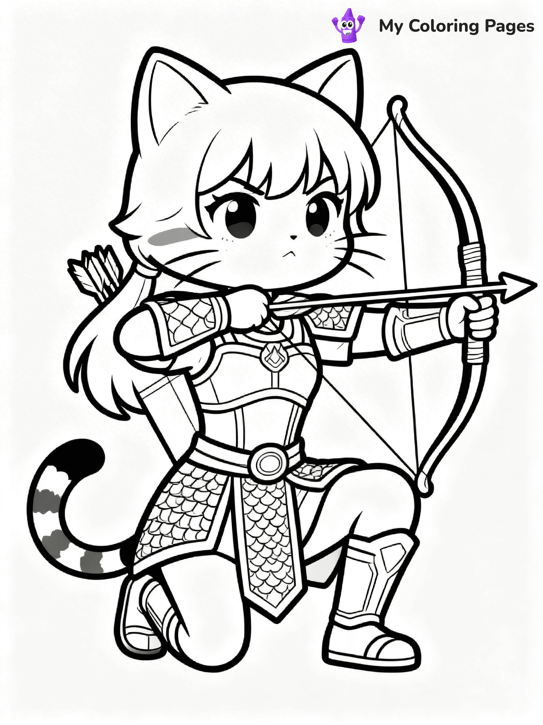 Anime Cat Girl Coloring Pages - 9