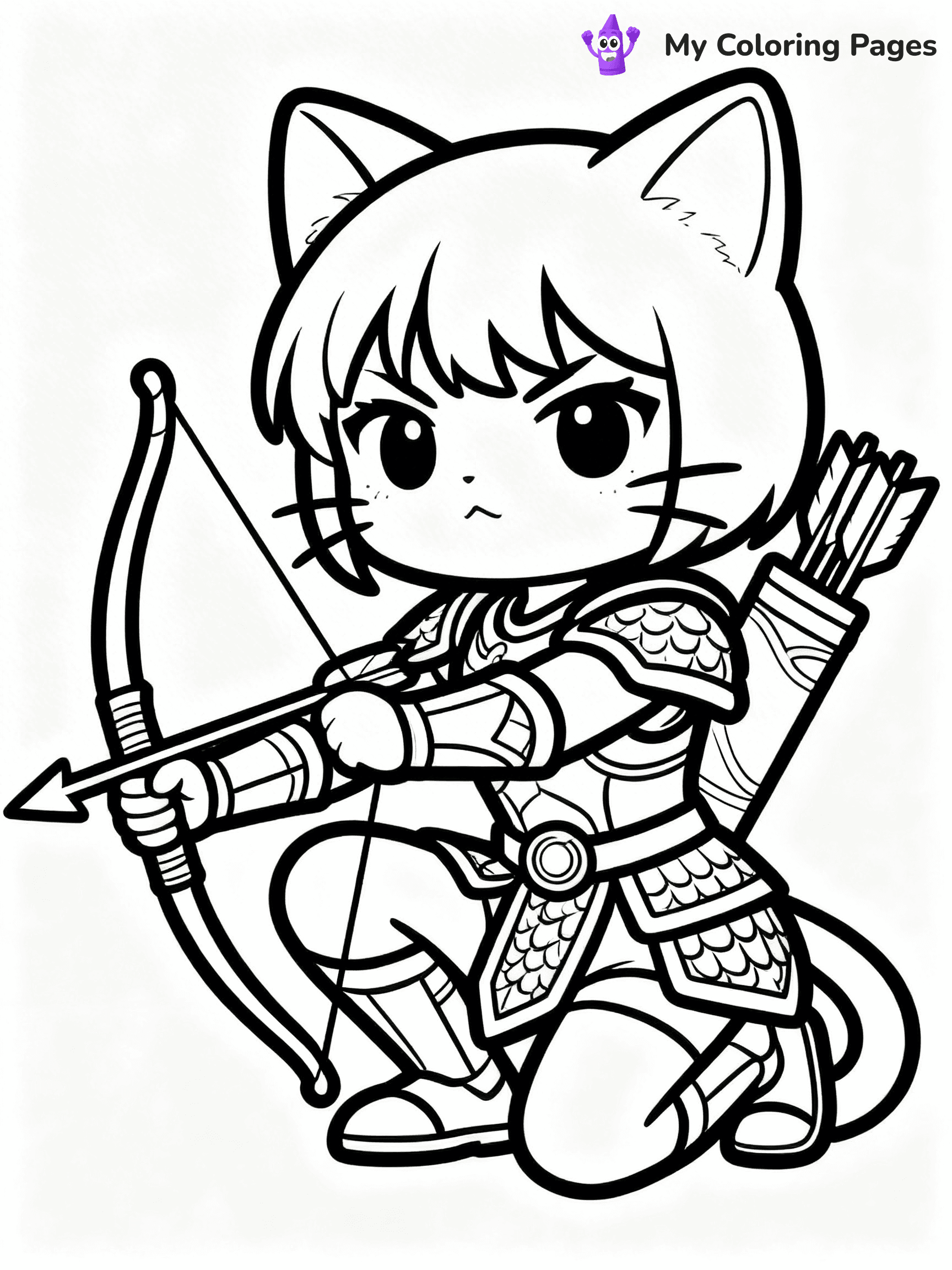 Anime Cat Girl Coloring Pages - 8