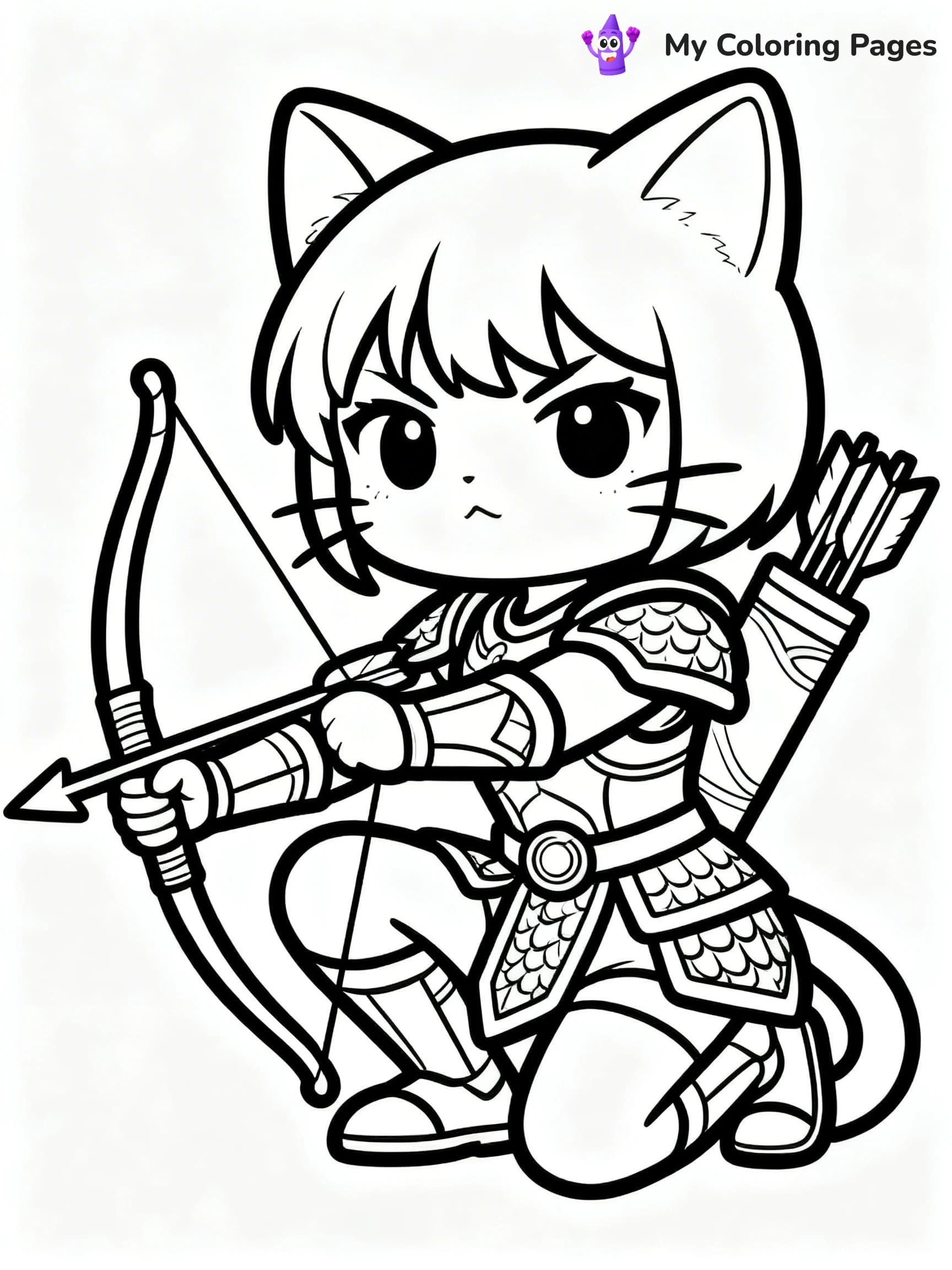 Anime Cat Girl Coloring Pages - 8