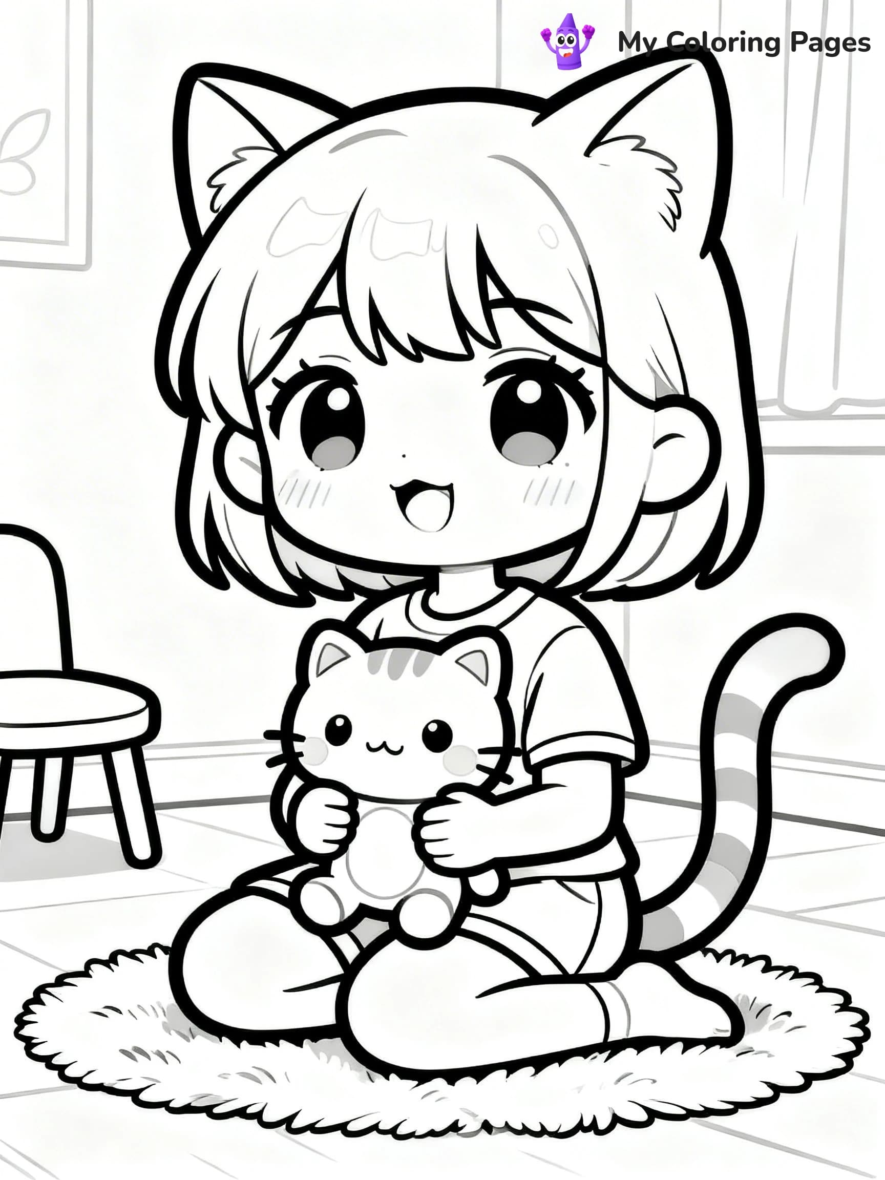 Anime Cat Girl Coloring Pages - 5