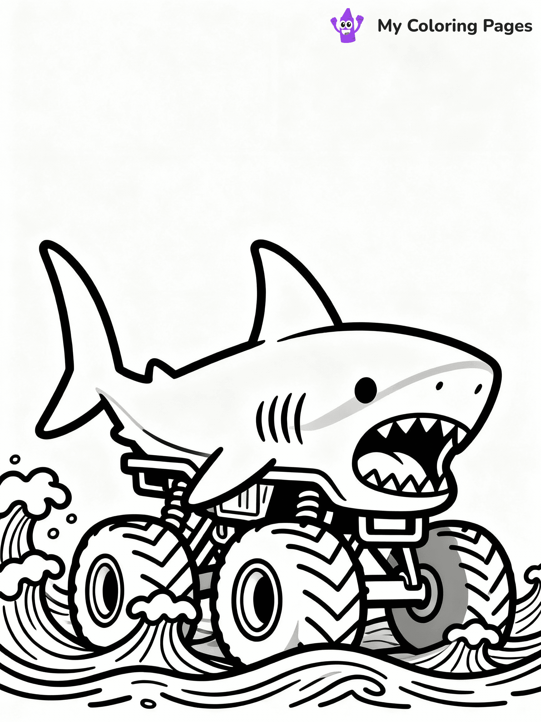 ⚠️ CRITICAL REQUIREMENT - ABSOLUTE BLACK AND WHITE ONLY ⚠️
This MUST be a BLACK AND WHITE line drawing ONLY. NO COLORS whatsoever.
- ONLY pure black lines (#000000) on pure white background (#FFFFFF)
- ABSOLUTELY NO colors, NO shading, NO gradients, NO grayscale
- If there are ANY colors in the output, the image is REJECTED
- This is a COLORING PAGE - meant to be COLORED IN by children
- The output must be UNCOLORED line art ready for coloring
⚠️ SUBJECT TO DRAW: Megalodon from Monster Trucks, shark fins on top, roaring with waves
(REMEMBER: Output must be BLACK AND WHITE line art only, NOT colored!)
# COLORING PAGE: BLACK OUTLINES ONLY - WHITE BACKGROUND MANDATORY
Create a **coloring book page** using EXACTLY two values: black lines, white space.
## NON-NEGOTIABLE BINARY RULES
- **ONLY #000000 (black) and #FFFFFF (white)** - NO other values exist
- **EVERY PIXEL = BLACK OR WHITE** - no gray/shading/antialiasing
- **WHITE BACKGROUND MANDATORY** - entire canvas stays white
- **ALL SHAPES HOLLOW** - everything is empty outlines waiting to be colored
- **FORBIDDEN:** fills, shading, gradients, patterns, textures, colors
- **NO SOLID REGIONS** - if it's not a thin line, it's wrong
## Universal Line Standards
- Black outlines ONLY - thin, uniform weight
- Every shape completely empty inside
- Closed contours suitable for coloring
- Simple flat illustration - zero depth/3D/realism
- **Style:** Whimsical Doodle Art Alley - rounded, friendly outlines (unless specified)
## Everything = Outline Only
- Characters/animals: hollow shapes
- Objects/clothing: empty contours
- Backgrounds/scenery: line work only
- Natural elements: outlined forms
- Dark/night areas: don't exist (use outlined symbols)
- Textures/patterns: convert to simple lines
## The Test
Can a child color EVERY white space with crayons? If any area is pre-filled/shaded/gray, it FAILS. Every shape must be waiting to receive color.
**FINAL OUTPUT**: Binary coloring page. Black lines define shapes. White spaces ready for coloring. Nothing else exists. No exceptions. Print-ready.
⚠️ FINAL REMINDER: Draw the subject "Megalodon from Monster Trucks, shark fins on top, roaring with waves" as BLACK AND WHITE line art. Zero colors in output.