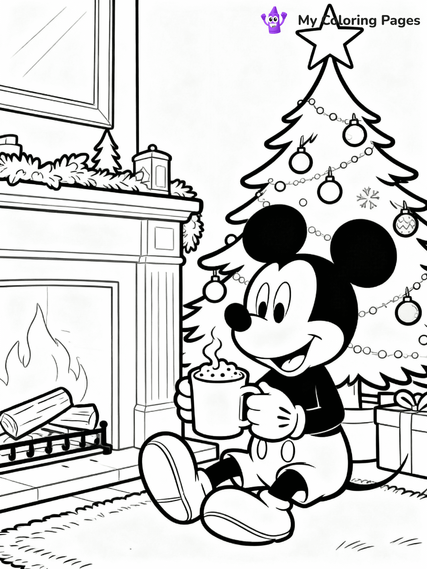 ⚠️ CRITICAL REQUIREMENT - ABSOLUTE BLACK AND WHITE ONLY ⚠️
This MUST be a BLACK AND WHITE line drawing ONLY. NO COLORS whatsoever.
- ONLY pure black lines (#000000) on pure white background (#FFFFFF)
- ABSOLUTELY NO colors, NO shading, NO gradients, NO grayscale
- If there are ANY colors in the output, the image is REJECTED
- This is a COLORING PAGE - meant to be COLORED IN by children
- The output must be UNCOLORED line art ready for coloring
⚠️ SUBJECT TO DRAW: Mickey Mouse from Disney in Disney animation style, sitting by the fireplace, sipping hot cocoa, Christmas tree in background
(REMEMBER: Output must be BLACK AND WHITE line art only, NOT colored!)
# COLORING PAGE: BLACK OUTLINES ONLY - WHITE BACKGROUND MANDATORY
Create a **coloring book page** using EXACTLY two values: black lines, white space.
## NON-NEGOTIABLE BINARY RULES
- **ONLY #000000 (black) and #FFFFFF (white)** - NO other values exist
- **EVERY PIXEL = BLACK OR WHITE** - no gray/shading/antialiasing
- **WHITE BACKGROUND MANDATORY** - entire canvas stays white
- **ALL SHAPES HOLLOW** - everything is empty outlines waiting to be colored
- **FORBIDDEN:** fills, shading, gradients, patterns, textures, colors
- **NO SOLID REGIONS** - if it's not a thin line, it's wrong
## Universal Line Standards
- Black outlines ONLY - thin, uniform weight
- Every shape completely empty inside
- Closed contours suitable for coloring
- Simple flat illustration - zero depth/3D/realism
- **Style:** Whimsical Doodle Art Alley - rounded, friendly outlines (unless specified)
## Everything = Outline Only
- Characters/animals: hollow shapes
- Objects/clothing: empty contours
- Backgrounds/scenery: line work only
- Natural elements: outlined forms
- Dark/night areas: don't exist (use outlined symbols)
- Textures/patterns: convert to simple lines
## The Test
Can a child color EVERY white space with crayons? If any area is pre-filled/shaded/gray or colored in, it FAILS. Every shape must be waiting to receive color.
**FINAL OUTPUT**: Binary coloring page. Black lines define shapes. White spaces ready for coloring. Nothing else exists. No exceptions. Print-ready.
⚠️ FINAL REMINDER: Draw the subject "Mickey Mouse from Disney in Disney animation style, sitting by the fireplace, sipping hot cocoa, Christmas tree in background" as BLACK AND WHITE line art. Zero colors in output.