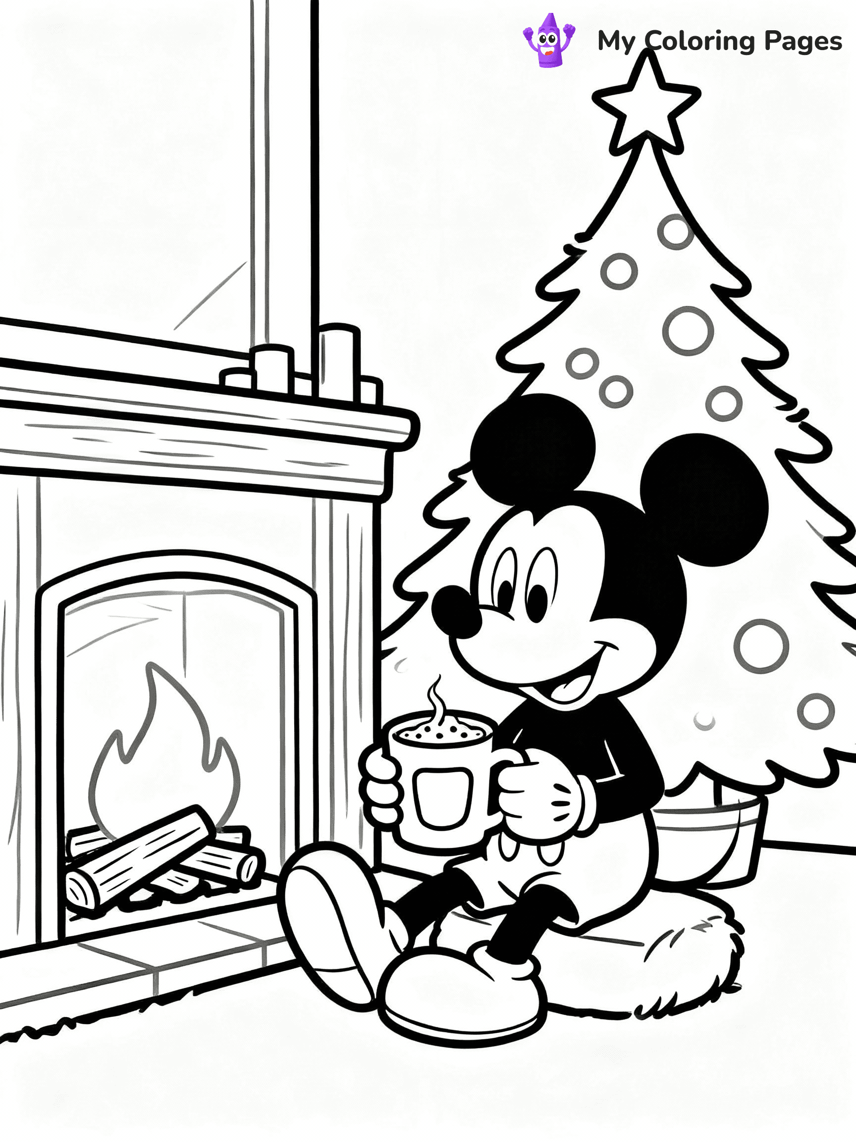 ⚠️ CRITICAL REQUIREMENT - ABSOLUTE BLACK AND WHITE ONLY ⚠️
This MUST be a BLACK AND WHITE line drawing ONLY. NO COLORS whatsoever.
- ONLY pure black lines (#000000) on pure white background (#FFFFFF)
- ABSOLUTELY NO colors, NO shading, NO gradients, NO grayscale
- If there are ANY colors in the output, the image is REJECTED
- This is a COLORING PAGE - meant to be COLORED IN by children
- The output must be UNCOLORED line art ready for coloring
⚠️ SUBJECT TO DRAW: Mickey Mouse from Disney in Disney animation style, sitting by the fireplace, sipping hot cocoa, Christmas tree in background
(REMEMBER: Output must be BLACK AND WHITE line art only, NOT colored!)
# COLORING PAGE: BLACK OUTLINES ONLY - WHITE BACKGROUND MANDATORY
Create a **coloring book page** using EXACTLY two values: black lines, white space.
## NON-NEGOTIABLE BINARY RULES
- **ONLY #000000 (black) and #FFFFFF (white)** - NO other values exist
- **EVERY PIXEL = BLACK OR WHITE** - no gray/shading/antialiasing
- **WHITE BACKGROUND MANDATORY** - entire canvas stays white
- **ALL SHAPES HOLLOW** - everything is empty outlines waiting to be colored
- **FORBIDDEN:** fills, shading, gradients, patterns, textures, colors
- **NO SOLID REGIONS** - if it's not a thin line, it's wrong
## Universal Line Standards
- Black outlines ONLY - thin, uniform weight
- Every shape completely empty inside
- Closed contours suitable for coloring
- Simple flat illustration - zero depth/3D/realism
- **Style:** Whimsical Doodle Art Alley - rounded, friendly outlines (unless specified)
## Everything = Outline Only
- Characters/animals: hollow shapes
- Objects/clothing: empty contours
- Backgrounds/scenery: line work only
- Natural elements: outlined forms
- Dark/night areas: don't exist (use outlined symbols)
- Textures/patterns: convert to simple lines
## The Test
Can a child color EVERY white space with crayons? If any area is pre-filled/shaded/gray or colored in, it FAILS. Every shape must be waiting to receive color.
**FINAL OUTPUT**: Binary coloring page. Black lines define shapes. White spaces ready for coloring. Nothing else exists. No exceptions. Print-ready.
⚠️ FINAL REMINDER: Draw the subject "Mickey Mouse from Disney in Disney animation style, sitting by the fireplace, sipping hot cocoa, Christmas tree in background" as BLACK AND WHITE line art. Zero colors in output.