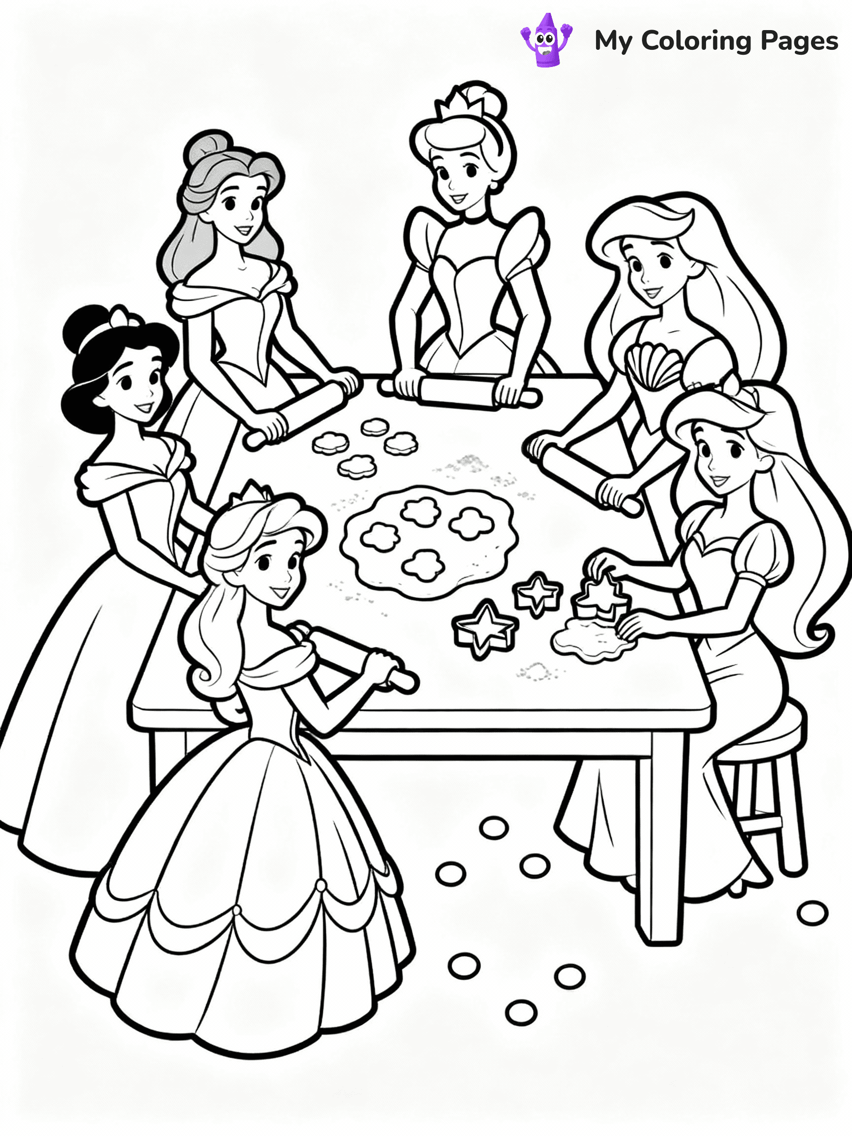 ⚠️ CRITICAL REQUIREMENT - ABSOLUTE BLACK AND WHITE ONLY ⚠️
This MUST be a BLACK AND WHITE line drawing ONLY. NO COLORS whatsoever.
- ONLY pure black lines (#000000) on pure white background (#FFFFFF)
- ABSOLUTELY NO colors, NO shading, NO gradients, NO grayscale
- If there are ANY colors in the output, the image is REJECTED
- This is a COLORING PAGE - meant to be COLORED IN by children
- The output must be UNCOLORED line art ready for coloring
⚠️ SUBJECT TO DRAW: Disney Princesses in Disney animation style, gathered around a table, baking cookies, flour scattered
(REMEMBER: Output must be BLACK AND WHITE line art only, NOT colored!)
# COLORING PAGE: BLACK OUTLINES ONLY - WHITE BACKGROUND MANDATORY
Create a **coloring book page** using EXACTLY two values: black lines, white space.
## NON-NEGOTIABLE BINARY RULES
- **ONLY #000000 (black) and #FFFFFF (white)** - NO other values exist
- **EVERY PIXEL = BLACK OR WHITE** - no gray/shading/antialiasing
- **WHITE BACKGROUND MANDATORY** - entire canvas stays white
- **ALL SHAPES HOLLOW** - everything is empty outlines waiting to be colored
- **FORBIDDEN:** fills, shading, gradients, patterns, textures, colors
- **NO SOLID REGIONS** - if it's not a thin line, it's wrong
## Universal Line Standards
- Black outlines ONLY - thin, uniform weight
- Every shape completely empty inside
- Closed contours suitable for coloring
- Simple flat illustration - zero depth/3D/realism
- **Style:** Whimsical Doodle Art Alley - rounded, friendly outlines (unless specified)
## Everything = Outline Only
- Characters/animals: hollow shapes
- Objects/clothing: empty contours
- Backgrounds/scenery: line work only
- Natural elements: outlined forms
- Dark/night areas: don't exist (use outlined symbols)
- Textures/patterns: convert to simple lines
## The Test
Can a child color EVERY white space with crayons? If any area is pre-filled/shaded/gray or colored in, it FAILS. Every shape must be waiting to receive color.
**FINAL OUTPUT**: Binary coloring page. Black lines define shapes. White spaces ready for coloring. Nothing else exists. No exceptions. Print-ready.
⚠️ FINAL REMINDER: Draw the subject "Disney Princesses in Disney animation style, gathered around a table, baking cookies, flour scattered" as BLACK AND WHITE line art. Zero colors in output.