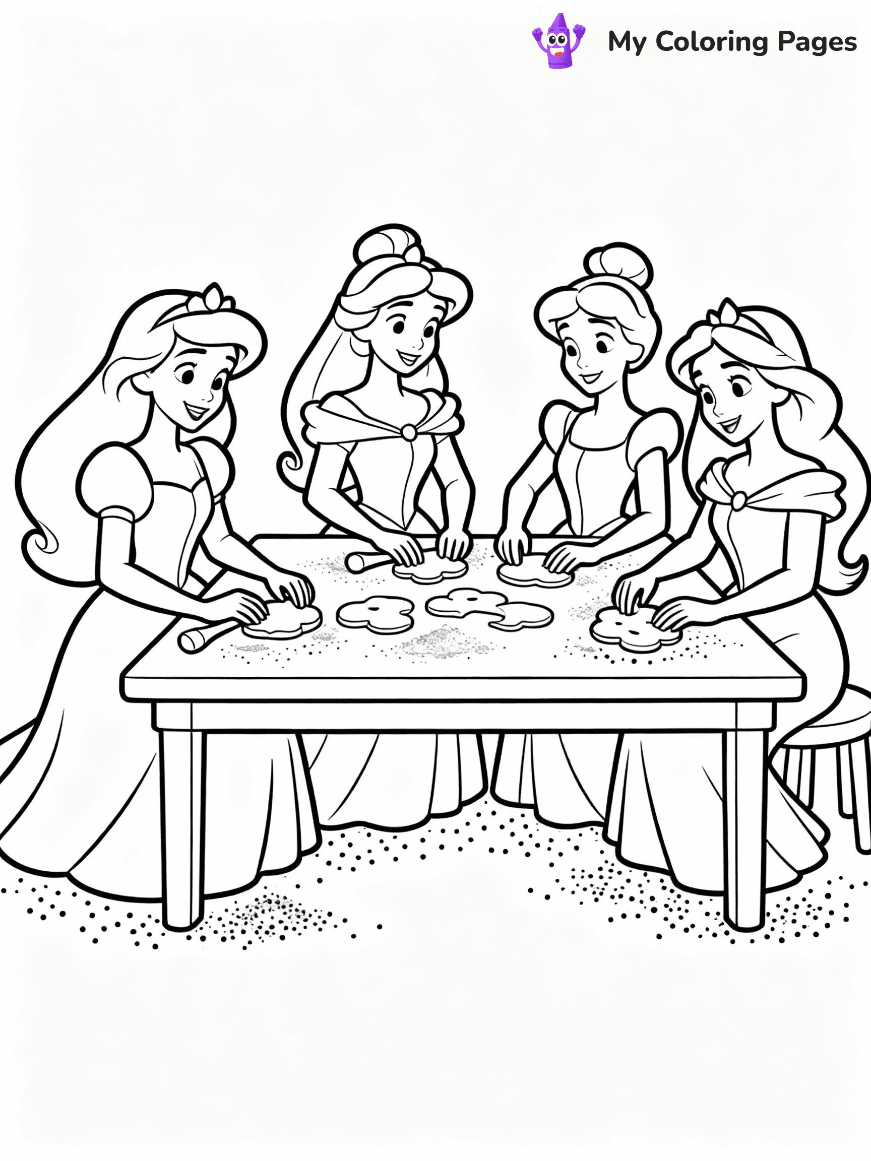 ⚠️ CRITICAL REQUIREMENT - ABSOLUTE BLACK AND WHITE ONLY ⚠️
This MUST be a BLACK AND WHITE line drawing ONLY. NO COLORS whatsoever.
- ONLY pure black lines (#000000) on pure white background (#FFFFFF)
- ABSOLUTELY NO colors, NO shading, NO gradients, NO grayscale
- If there are ANY colors in the output, the image is REJECTED
- This is a COLORING PAGE - meant to be COLORED IN by children
- The output must be UNCOLORED line art ready for coloring
⚠️ SUBJECT TO DRAW: Disney Princesses in Disney animation style, gathered around a table, baking cookies, flour scattered
(REMEMBER: Output must be BLACK AND WHITE line art only, NOT colored!)
# COLORING PAGE: BLACK OUTLINES ONLY - WHITE BACKGROUND MANDATORY
Create a **coloring book page** using EXACTLY two values: black lines, white space.
## NON-NEGOTIABLE BINARY RULES
- **ONLY #000000 (black) and #FFFFFF (white)** - NO other values exist
- **EVERY PIXEL = BLACK OR WHITE** - no gray/shading/antialiasing
- **WHITE BACKGROUND MANDATORY** - entire canvas stays white
- **ALL SHAPES HOLLOW** - everything is empty outlines waiting to be colored
- **FORBIDDEN:** fills, shading, gradients, patterns, textures, colors
- **NO SOLID REGIONS** - if it's not a thin line, it's wrong
## Universal Line Standards
- Black outlines ONLY - thin, uniform weight
- Every shape completely empty inside
- Closed contours suitable for coloring
- Simple flat illustration - zero depth/3D/realism
- **Style:** Whimsical Doodle Art Alley - rounded, friendly outlines (unless specified)
## Everything = Outline Only
- Characters/animals: hollow shapes
- Objects/clothing: empty contours
- Backgrounds/scenery: line work only
- Natural elements: outlined forms
- Dark/night areas: don't exist (use outlined symbols)
- Textures/patterns: convert to simple lines
## The Test
Can a child color EVERY white space with crayons? If any area is pre-filled/shaded/gray or colored in, it FAILS. Every shape must be waiting to receive color.
**FINAL OUTPUT**: Binary coloring page. Black lines define shapes. White spaces ready for coloring. Nothing else exists. No exceptions. Print-ready.
⚠️ FINAL REMINDER: Draw the subject "Disney Princesses in Disney animation style, gathered around a table, baking cookies, flour scattered" as BLACK AND WHITE line art. Zero colors in output.