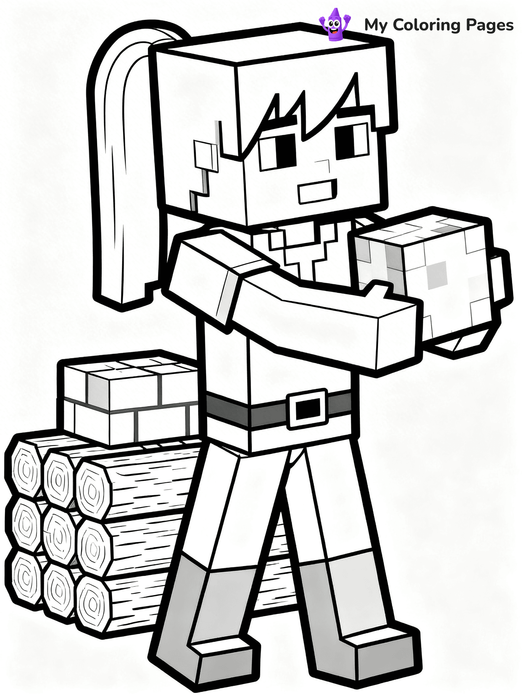 Minecraft Alex Coloring Pages - 1