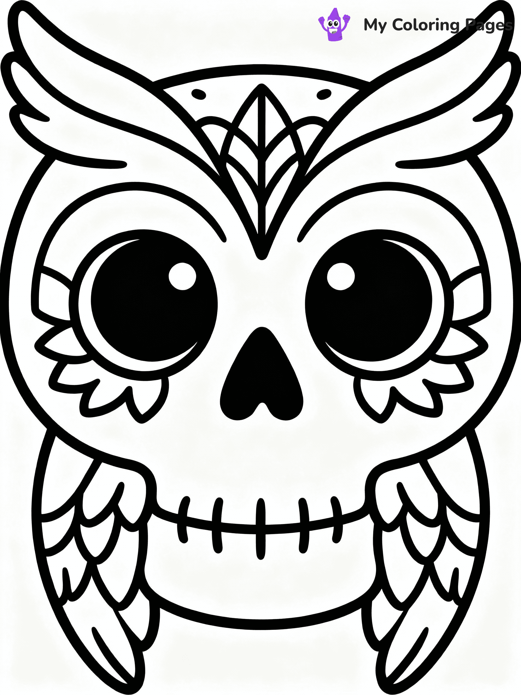 ⚠️ CRITICAL REQUIREMENT - ABSOLUTE BLACK AND WHITE ONLY ⚠️
This MUST be a BLACK AND WHITE line drawing ONLY. NO COLORS whatsoever.
- ONLY pure black lines (#000000) on pure white background (#FFFFFF)
- ABSOLUTELY NO colors, NO shading, NO gradients, NO grayscale
- If there are ANY colors in the output, the image is REJECTED
- This is a COLORING PAGE - meant to be COLORED IN by children
- The output must be UNCOLORED line art ready for coloring
⚠️ SUBJECT TO DRAW: Animal-themed sugar skull featuring a detailed owl, large eyes, feathers incorporated into the design, whimsical style
(REMEMBER: Output must be BLACK AND WHITE line art only, NOT colored!)
# COLORING PAGE: BLACK OUTLINES ONLY - WHITE BACKGROUND MANDATORY
Create a **coloring book page** using EXACTLY two values: black lines, white space.
## NON-NEGOTIABLE BINARY RULES
- **ONLY #000000 (black) and #FFFFFF (white)** - NO other values exist
- **EVERY PIXEL = BLACK OR WHITE** - no gray/shading/antialiasing
- **WHITE BACKGROUND MANDATORY** - entire canvas stays white
- **ALL SHAPES HOLLOW** - everything is empty outlines waiting to be colored
- **FORBIDDEN:** fills, shading, gradients, patterns, textures, colors
- **NO SOLID REGIONS** - if it's not a thin line, it's wrong
## Universal Line Standards
- Black outlines ONLY - thin, uniform weight
- Every shape completely empty inside
- Closed contours suitable for coloring
- Simple flat illustration - zero depth/3D/realism
- **Style:** Whimsical Doodle Art Alley - rounded, friendly outlines (unless specified)
## Everything = Outline Only
- Characters/animals: hollow shapes
- Objects/clothing: empty contours
- Backgrounds/scenery: line work only
- Natural elements: outlined forms
- Dark/night areas: don't exist (use outlined symbols)
- Textures/patterns: convert to simple lines
## The Test
Can a child color EVERY white space with crayons? If any area is pre-filled/shaded/gray or colored in, it FAILS. Every shape must be waiting to receive color.
**FINAL OUTPUT**: Binary coloring page. Black lines define shapes. White spaces ready for coloring. Nothing else exists. No exceptions. Print-ready.
⚠️ FINAL REMINDER: Draw the subject "Animal-themed sugar skull featuring a detailed owl, large eyes, feathers incorporated into the design, whimsical style" as BLACK AND WHITE line art. Zero colors in output.