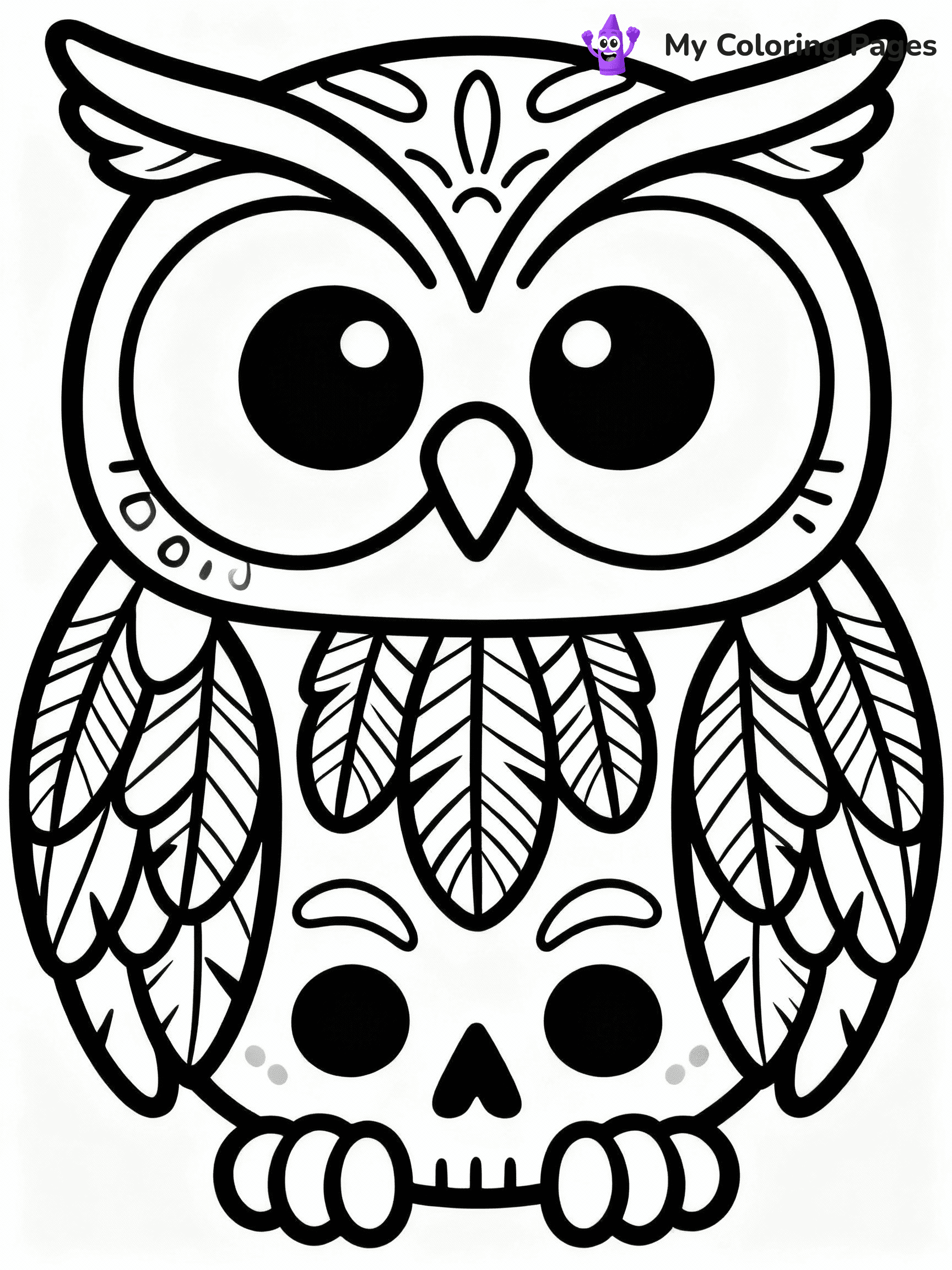 ⚠️ CRITICAL REQUIREMENT - ABSOLUTE BLACK AND WHITE ONLY ⚠️
This MUST be a BLACK AND WHITE line drawing ONLY. NO COLORS whatsoever.
- ONLY pure black lines (#000000) on pure white background (#FFFFFF)
- ABSOLUTELY NO colors, NO shading, NO gradients, NO grayscale
- If there are ANY colors in the output, the image is REJECTED
- This is a COLORING PAGE - meant to be COLORED IN by children
- The output must be UNCOLORED line art ready for coloring
⚠️ SUBJECT TO DRAW: Animal-themed sugar skull featuring a detailed owl, large eyes, feathers incorporated into the design, whimsical style
(REMEMBER: Output must be BLACK AND WHITE line art only, NOT colored!)
# COLORING PAGE: BLACK OUTLINES ONLY - WHITE BACKGROUND MANDATORY
Create a **coloring book page** using EXACTLY two values: black lines, white space.
## NON-NEGOTIABLE BINARY RULES
- **ONLY #000000 (black) and #FFFFFF (white)** - NO other values exist
- **EVERY PIXEL = BLACK OR WHITE** - no gray/shading/antialiasing
- **WHITE BACKGROUND MANDATORY** - entire canvas stays white
- **ALL SHAPES HOLLOW** - everything is empty outlines waiting to be colored
- **FORBIDDEN:** fills, shading, gradients, patterns, textures, colors
- **NO SOLID REGIONS** - if it's not a thin line, it's wrong
## Universal Line Standards
- Black outlines ONLY - thin, uniform weight
- Every shape completely empty inside
- Closed contours suitable for coloring
- Simple flat illustration - zero depth/3D/realism
- **Style:** Whimsical Doodle Art Alley - rounded, friendly outlines (unless specified)
## Everything = Outline Only
- Characters/animals: hollow shapes
- Objects/clothing: empty contours
- Backgrounds/scenery: line work only
- Natural elements: outlined forms
- Dark/night areas: don't exist (use outlined symbols)
- Textures/patterns: convert to simple lines
## The Test
Can a child color EVERY white space with crayons? If any area is pre-filled/shaded/gray or colored in, it FAILS. Every shape must be waiting to receive color.
**FINAL OUTPUT**: Binary coloring page. Black lines define shapes. White spaces ready for coloring. Nothing else exists. No exceptions. Print-ready.
⚠️ FINAL REMINDER: Draw the subject "Animal-themed sugar skull featuring a detailed owl, large eyes, feathers incorporated into the design, whimsical style" as BLACK AND WHITE line art. Zero colors in output.