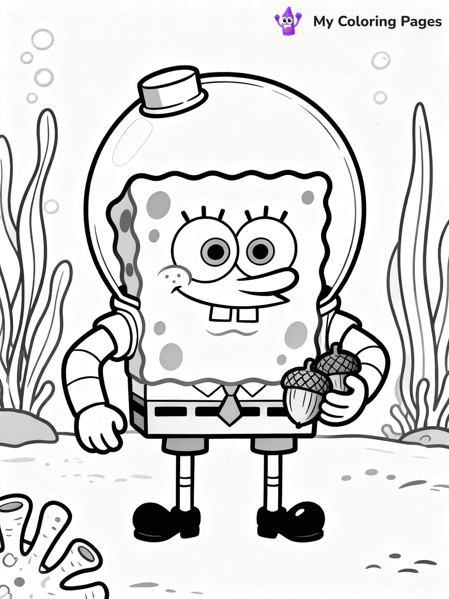 ⚠️ CRITICAL REQUIREMENT - ABSOLUTE BLACK AND WHITE ONLY ⚠️
This MUST be a BLACK AND WHITE line drawing ONLY. NO COLORS whatsoever.
- ONLY pure black lines (#000000) on pure white background (#FFFFFF)
- ABSOLUTELY NO colors, NO shading, NO gradients, NO grayscale
- If there are ANY colors in the output, the image is REJECTED
- This is a COLORING PAGE - meant to be COLORED IN by children
- The output must be UNCOLORED line art ready for coloring
⚠️ SUBJECT TO DRAW: Sandy from SpongeBob, wearing a space suit, holding acorns, underwater plants. Important: PURE OUTLINES. NO FILLS, COLOR, SHADING, OR GREYSCALE. WHITE BACKGROUND.
(REMEMBER: Output must be BLACK AND WHITE line art only, NOT colored!)
# Flat, Friendly Cartoon Line-Art Coloring Page
You are generating a **pure black-and-white binary image** of a child-friendly cartoon scene combining characters and background scenery in one cohesive composition.
## Rendering Rules (Strict)
- Only two colors: pure black (#000000) outlines and pure white (#FFFFFF) background.
- No grayscale, shading, gradients, tints, fills, transparency, or partial pixels.
- No antialiasing or blended edges; every pixel is 100% black or white.
- No solid black fills inside shapes — all areas inside outlines must remain white.
- No dark clothing areas or filled tone blocks; all garments outlined only.
- No shadows, textures, lighting, or tonal variations.
- Must look like flat binary vector line-art for coloring pages.
## Drawing & Composition
- **Medium, consistent line weight**; clean closed outlines easy to color inside.
- **Flat, simple, child-friendly design** — no realism or 3D depth.
- Characters are **grounded on a surface**, centered and large.
- **Balanced composition** with clear silhouettes and minimal props.
## Scenery & Style
- Landmarks (e.g., mosque, CN Tower) and scenery (trees, benches, waves) drawn with **black outlines only.**
- For real-world figures, teams, or places, show accurate details using only black outlines—no text or logos. Use distinctive uniform patterns, abstract symbols, and landmark silhouettes to convey identity.
- Keep **consistent perspective**; no floating elements.
- **Style:** whimsical **Doodle Art Alley** — rounded, friendly outlines.
- May adapt shapes from **Crayola, Disney, Peppa Pig, Cocomelon** — *by shape only, never color.*
- Final output: **flat, crisp, binary (#000000/#FFFFFF)**, **no filled color or background text.**
EXTREMELYE IMPORTANT:
- PURE BINARY LINE-ART; NO FILLS (HAIR/CLOTHES/SKIN), SHADING, OR GREY.
- NO SHADING, COLOR. MUST BE WHITE BACKGROUND.
⚠️ FINAL REMINDER: Draw the subject "Sandy from SpongeBob, wearing a space suit, holding acorns, underwater plants. Important: PURE OUTLINES. NO FILLS, COLOR, SHADING, OR GREYSCALE. WHITE BACKGROUND." as BLACK AND WHITE line art. Zero colors in output.