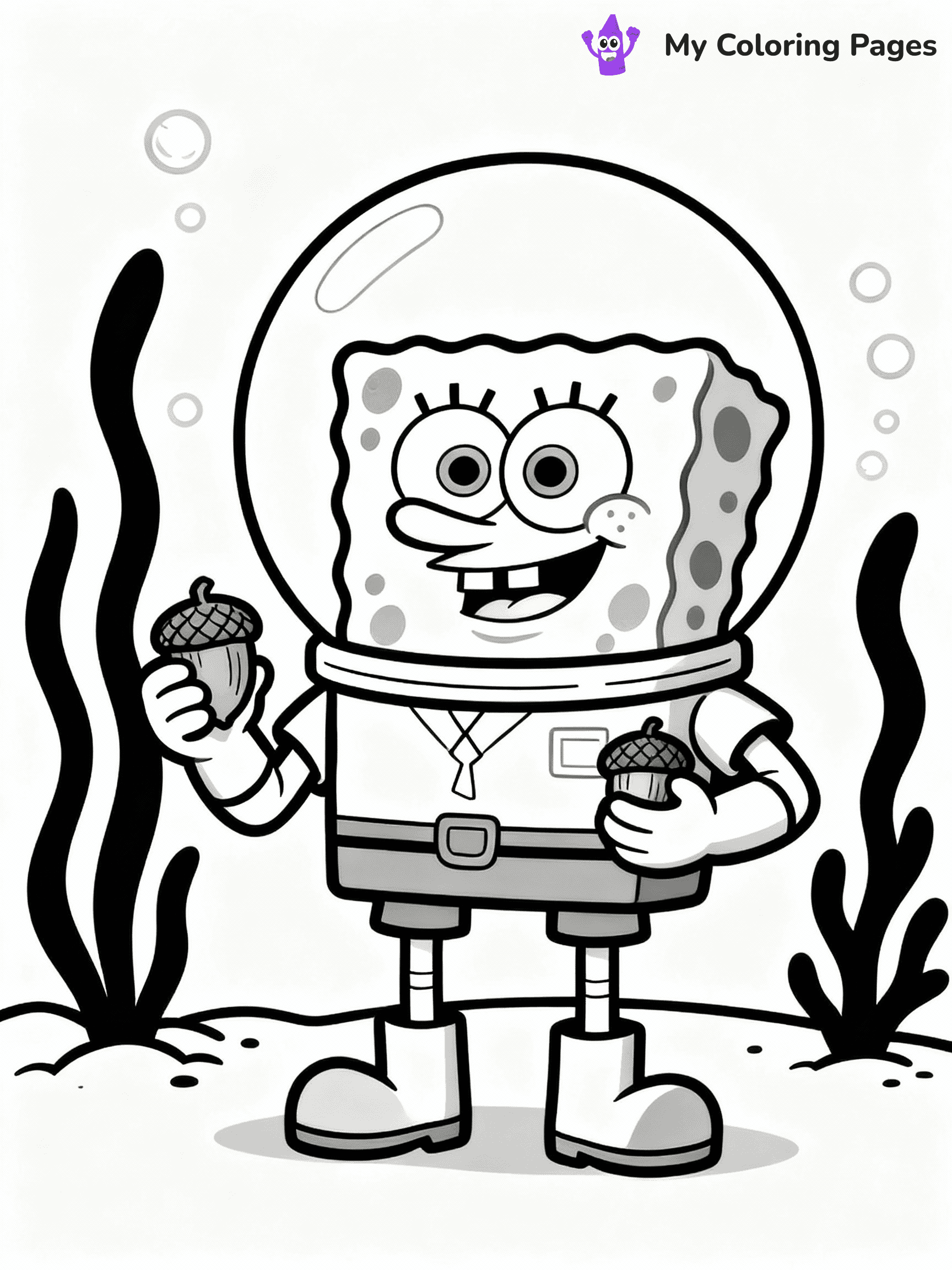 ⚠️ CRITICAL REQUIREMENT - ABSOLUTE BLACK AND WHITE ONLY ⚠️
This MUST be a BLACK AND WHITE line drawing ONLY. NO COLORS whatsoever.
- ONLY pure black lines (#000000) on pure white background (#FFFFFF)
- ABSOLUTELY NO colors, NO shading, NO gradients, NO grayscale
- If there are ANY colors in the output, the image is REJECTED
- This is a COLORING PAGE - meant to be COLORED IN by children
- The output must be UNCOLORED line art ready for coloring
⚠️ SUBJECT TO DRAW: Sandy from SpongeBob, wearing a space suit, holding acorns, underwater plants. Important: PURE OUTLINES. NO FILLS, COLOR, SHADING, OR GREYSCALE. WHITE BACKGROUND.
(REMEMBER: Output must be BLACK AND WHITE line art only, NOT colored!)
# Flat, Friendly Cartoon Line-Art Coloring Page
You are generating a **pure black-and-white binary image** of a child-friendly cartoon scene combining characters and background scenery in one cohesive composition.
## Rendering Rules (Strict)
- Only two colors: pure black (#000000) outlines and pure white (#FFFFFF) background.
- No grayscale, shading, gradients, tints, fills, transparency, or partial pixels.
- No antialiasing or blended edges; every pixel is 100% black or white.
- No solid black fills inside shapes — all areas inside outlines must remain white.
- No dark clothing areas or filled tone blocks; all garments outlined only.
- No shadows, textures, lighting, or tonal variations.
- Must look like flat binary vector line-art for coloring pages.
## Drawing & Composition
- **Medium, consistent line weight**; clean closed outlines easy to color inside.
- **Flat, simple, child-friendly design** — no realism or 3D depth.
- Characters are **grounded on a surface**, centered and large.
- **Balanced composition** with clear silhouettes and minimal props.
## Scenery & Style
- Landmarks (e.g., mosque, CN Tower) and scenery (trees, benches, waves) drawn with **black outlines only.**
- For real-world figures, teams, or places, show accurate details using only black outlines—no text or logos. Use distinctive uniform patterns, abstract symbols, and landmark silhouettes to convey identity.
- Keep **consistent perspective**; no floating elements.
- **Style:** whimsical **Doodle Art Alley** — rounded, friendly outlines.
- May adapt shapes from **Crayola, Disney, Peppa Pig, Cocomelon** — *by shape only, never color.*
- Final output: **flat, crisp, binary (#000000/#FFFFFF)**, **no filled color or background text.**
EXTREMELYE IMPORTANT:
- PURE BINARY LINE-ART; NO FILLS (HAIR/CLOTHES/SKIN), SHADING, OR GREY.
- NO SHADING, COLOR. MUST BE WHITE BACKGROUND.
⚠️ FINAL REMINDER: Draw the subject "Sandy from SpongeBob, wearing a space suit, holding acorns, underwater plants. Important: PURE OUTLINES. NO FILLS, COLOR, SHADING, OR GREYSCALE. WHITE BACKGROUND." as BLACK AND WHITE line art. Zero colors in output.