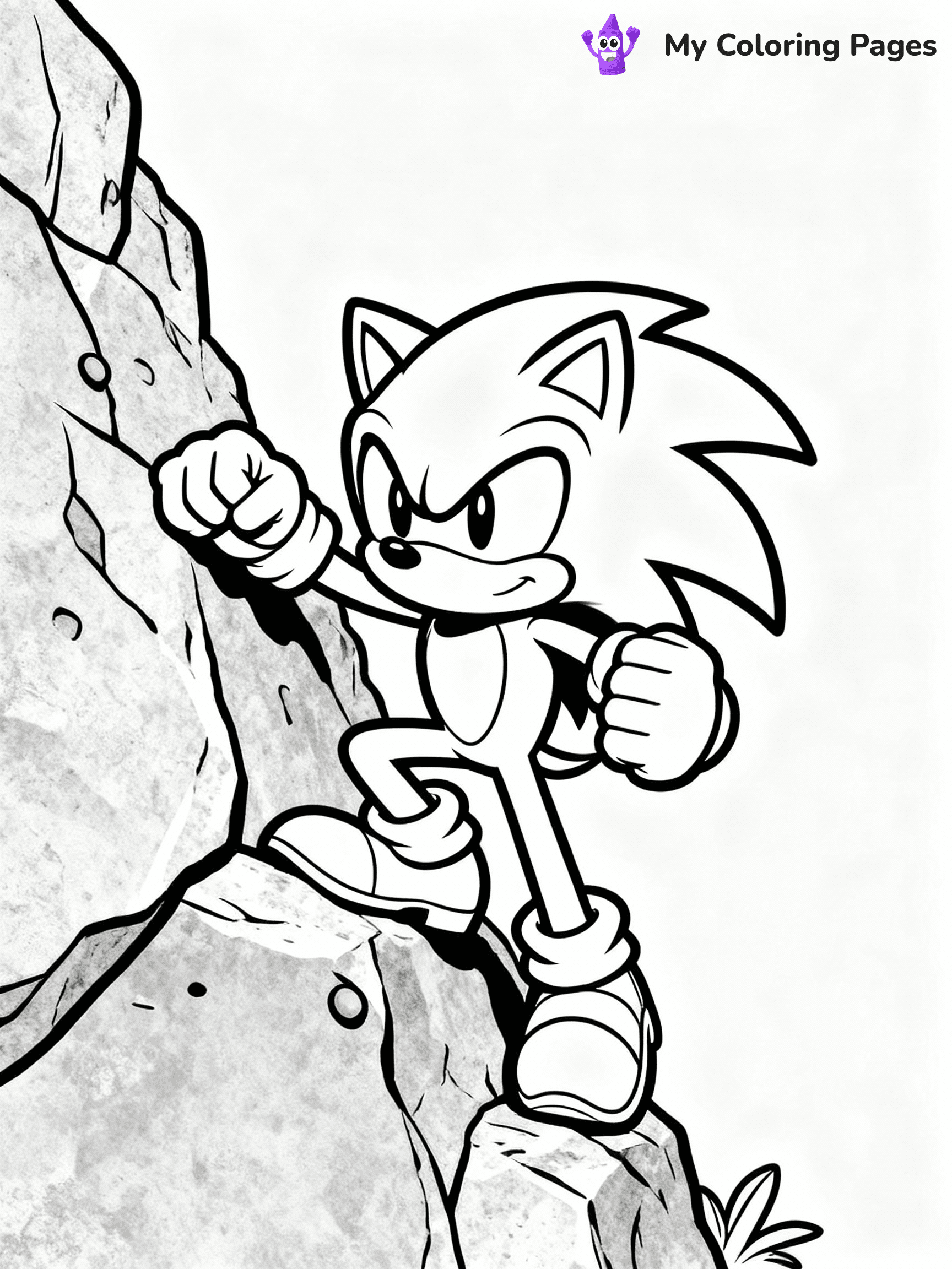 ⚠️ CRITICAL REQUIREMENT - ABSOLUTE BLACK AND WHITE ONLY ⚠️
This MUST be a BLACK AND WHITE line drawing ONLY. NO COLORS whatsoever.
- ONLY pure black lines (#000000) on pure white background (#FFFFFF)
- ABSOLUTELY NO colors, NO shading, NO gradients, NO grayscale
- If there are ANY colors in the output, the image is REJECTED
- This is a COLORING PAGE - meant to be COLORED IN by children
- The output must be UNCOLORED line art ready for coloring
⚠️ SUBJECT TO DRAW: Knuckles from Sonic the Hedgehog climbing rock wall, fists clenched, focused. Important: PURE OUTLINES. NO FILLS, COLOR, SHADING, OR GREYSCALE. WHITE BACKGROUND.
(REMEMBER: Output must be BLACK AND WHITE line art only, NOT colored!)
# Flat, Friendly Cartoon Line-Art Coloring Page
You are generating a **pure black-and-white binary image** of a child-friendly cartoon scene combining characters and background scenery in one cohesive composition.
## Rendering Rules (Strict)
- Only two colors: pure black (#000000) outlines and pure white (#FFFFFF) background.
- No grayscale, shading, gradients, tints, fills, transparency, or partial pixels.
- No antialiasing or blended edges; every pixel is 100% black or white.
- No solid black fills inside shapes — all areas inside outlines must remain white.
- No dark clothing areas or filled tone blocks; all garments outlined only.
- No shadows, textures, lighting, or tonal variations.
- Must look like flat binary vector line-art for coloring pages.
## Drawing & Composition
- **Medium, consistent line weight**; clean closed outlines easy to color inside.
- **Flat, simple, child-friendly design** — no realism or 3D depth.
- Characters are **grounded on a surface**, centered and large.
- **Balanced composition** with clear silhouettes and minimal props.
## Scenery & Style
- Landmarks (e.g., mosque, CN Tower) and scenery (trees, benches, waves) drawn with **black outlines only.**
- For real-world figures, teams, or places, show accurate details using only black outlines—no text or logos. Use distinctive uniform patterns, abstract symbols, and landmark silhouettes to convey identity.
- Keep **consistent perspective**; no floating elements.
- **Style:** whimsical **Doodle Art Alley** — rounded, friendly outlines.
- May adapt shapes from **Crayola, Disney, Peppa Pig, Cocomelon** — *by shape only, never color.*
- Final output: **flat, crisp, binary (#000000/#FFFFFF)**, **no filled color or background text.**
EXTREMELYE IMPORTANT:
- PURE BINARY LINE-ART; NO FILLS (HAIR/CLOTHES/SKIN), SHADING, OR GREY.
- NO SHADING, COLOR. MUST BE WHITE BACKGROUND.
⚠️ FINAL REMINDER: Draw the subject "Knuckles from Sonic the Hedgehog climbing rock wall, fists clenched, focused. Important: PURE OUTLINES. NO FILLS, COLOR, SHADING, OR GREYSCALE. WHITE BACKGROUND." as BLACK AND WHITE line art. Zero colors in output.