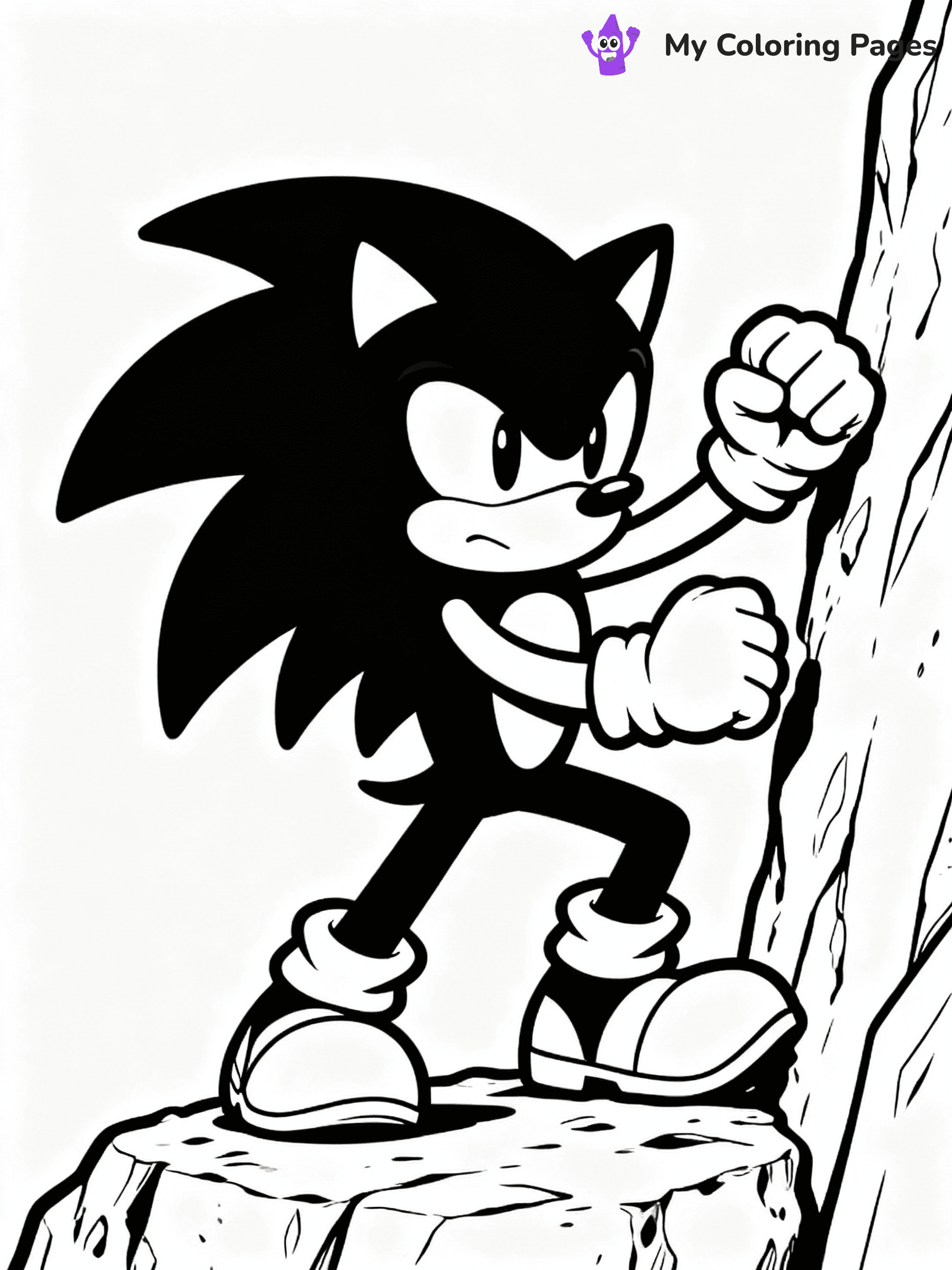 ⚠️ CRITICAL REQUIREMENT - ABSOLUTE BLACK AND WHITE ONLY ⚠️
This MUST be a BLACK AND WHITE line drawing ONLY. NO COLORS whatsoever.
- ONLY pure black lines (#000000) on pure white background (#FFFFFF)
- ABSOLUTELY NO colors, NO shading, NO gradients, NO grayscale
- If there are ANY colors in the output, the image is REJECTED
- This is a COLORING PAGE - meant to be COLORED IN by children
- The output must be UNCOLORED line art ready for coloring
⚠️ SUBJECT TO DRAW: Knuckles from Sonic the Hedgehog climbing rock wall, fists clenched, focused. Important: PURE OUTLINES. NO FILLS, COLOR, SHADING, OR GREYSCALE. WHITE BACKGROUND.
(REMEMBER: Output must be BLACK AND WHITE line art only, NOT colored!)
# Flat, Friendly Cartoon Line-Art Coloring Page
You are generating a **pure black-and-white binary image** of a child-friendly cartoon scene combining characters and background scenery in one cohesive composition.
## Rendering Rules (Strict)
- Only two colors: pure black (#000000) outlines and pure white (#FFFFFF) background.
- No grayscale, shading, gradients, tints, fills, transparency, or partial pixels.
- No antialiasing or blended edges; every pixel is 100% black or white.
- No solid black fills inside shapes — all areas inside outlines must remain white.
- No dark clothing areas or filled tone blocks; all garments outlined only.
- No shadows, textures, lighting, or tonal variations.
- Must look like flat binary vector line-art for coloring pages.
## Drawing & Composition
- **Medium, consistent line weight**; clean closed outlines easy to color inside.
- **Flat, simple, child-friendly design** — no realism or 3D depth.
- Characters are **grounded on a surface**, centered and large.
- **Balanced composition** with clear silhouettes and minimal props.
## Scenery & Style
- Landmarks (e.g., mosque, CN Tower) and scenery (trees, benches, waves) drawn with **black outlines only.**
- For real-world figures, teams, or places, show accurate details using only black outlines—no text or logos. Use distinctive uniform patterns, abstract symbols, and landmark silhouettes to convey identity.
- Keep **consistent perspective**; no floating elements.
- **Style:** whimsical **Doodle Art Alley** — rounded, friendly outlines.
- May adapt shapes from **Crayola, Disney, Peppa Pig, Cocomelon** — *by shape only, never color.*
- Final output: **flat, crisp, binary (#000000/#FFFFFF)**, **no filled color or background text.**
EXTREMELYE IMPORTANT:
- PURE BINARY LINE-ART; NO FILLS (HAIR/CLOTHES/SKIN), SHADING, OR GREY.
- NO SHADING, COLOR. MUST BE WHITE BACKGROUND.
⚠️ FINAL REMINDER: Draw the subject "Knuckles from Sonic the Hedgehog climbing rock wall, fists clenched, focused. Important: PURE OUTLINES. NO FILLS, COLOR, SHADING, OR GREYSCALE. WHITE BACKGROUND." as BLACK AND WHITE line art. Zero colors in output.