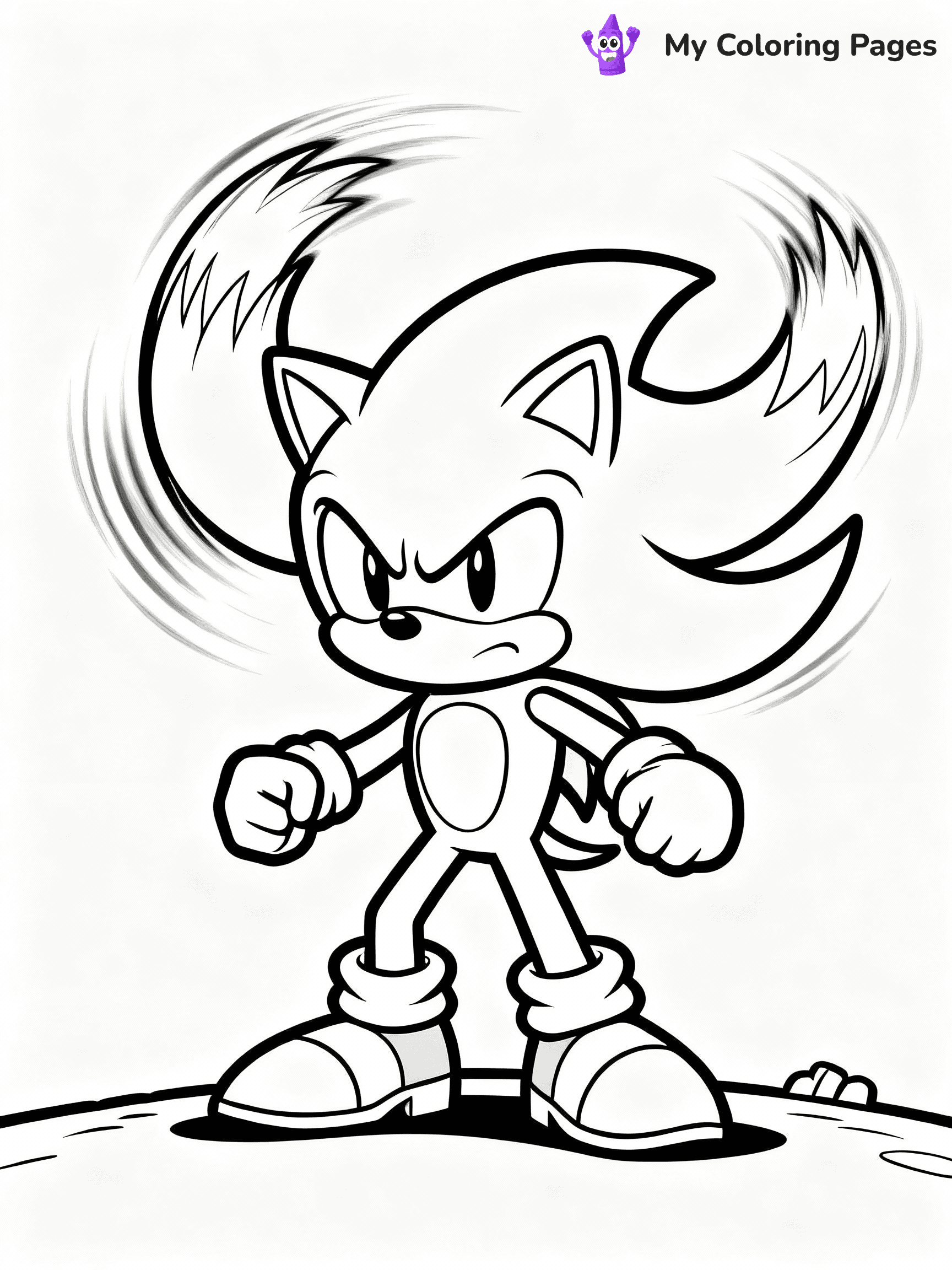 ⚠️ CRITICAL REQUIREMENT - ABSOLUTE BLACK AND WHITE ONLY ⚠️
This MUST be a BLACK AND WHITE line drawing ONLY. NO COLORS whatsoever.
- ONLY pure black lines (#000000) on pure white background (#FFFFFF)
- ABSOLUTELY NO colors, NO shading, NO gradients, NO grayscale
- If there are ANY colors in the output, the image is REJECTED
- This is a COLORING PAGE - meant to be COLORED IN by children
- The output must be UNCOLORED line art ready for coloring
⚠️ SUBJECT TO DRAW: Tails from Sonic the Hedgehog flying with twin tails spinning, determined expression. Important: PURE OUTLINES. NO FILLS, COLOR, SHADING, OR GREYSCALE. WHITE BACKGROUND.
(REMEMBER: Output must be BLACK AND WHITE line art only, NOT colored!)
# Flat, Friendly Cartoon Line-Art Coloring Page
You are generating a **pure black-and-white binary image** of a child-friendly cartoon scene combining characters and background scenery in one cohesive composition.
## Rendering Rules (Strict)
- Only two colors: pure black (#000000) outlines and pure white (#FFFFFF) background.
- No grayscale, shading, gradients, tints, fills, transparency, or partial pixels.
- No antialiasing or blended edges; every pixel is 100% black or white.
- No solid black fills inside shapes — all areas inside outlines must remain white.
- No dark clothing areas or filled tone blocks; all garments outlined only.
- No shadows, textures, lighting, or tonal variations.
- Must look like flat binary vector line-art for coloring pages.
## Drawing & Composition
- **Medium, consistent line weight**; clean closed outlines easy to color inside.
- **Flat, simple, child-friendly design** — no realism or 3D depth.
- Characters are **grounded on a surface**, centered and large.
- **Balanced composition** with clear silhouettes and minimal props.
## Scenery & Style
- Landmarks (e.g., mosque, CN Tower) and scenery (trees, benches, waves) drawn with **black outlines only.**
- For real-world figures, teams, or places, show accurate details using only black outlines—no text or logos. Use distinctive uniform patterns, abstract symbols, and landmark silhouettes to convey identity.
- Keep **consistent perspective**; no floating elements.
- **Style:** whimsical **Doodle Art Alley** — rounded, friendly outlines.
- May adapt shapes from **Crayola, Disney, Peppa Pig, Cocomelon** — *by shape only, never color.*
- Final output: **flat, crisp, binary (#000000/#FFFFFF)**, **no filled color or background text.**
EXTREMELYE IMPORTANT:
- PURE BINARY LINE-ART; NO FILLS (HAIR/CLOTHES/SKIN), SHADING, OR GREY.
- NO SHADING, COLOR. MUST BE WHITE BACKGROUND.
⚠️ FINAL REMINDER: Draw the subject "Tails from Sonic the Hedgehog flying with twin tails spinning, determined expression. Important: PURE OUTLINES. NO FILLS, COLOR, SHADING, OR GREYSCALE. WHITE BACKGROUND." as BLACK AND WHITE line art. Zero colors in output.