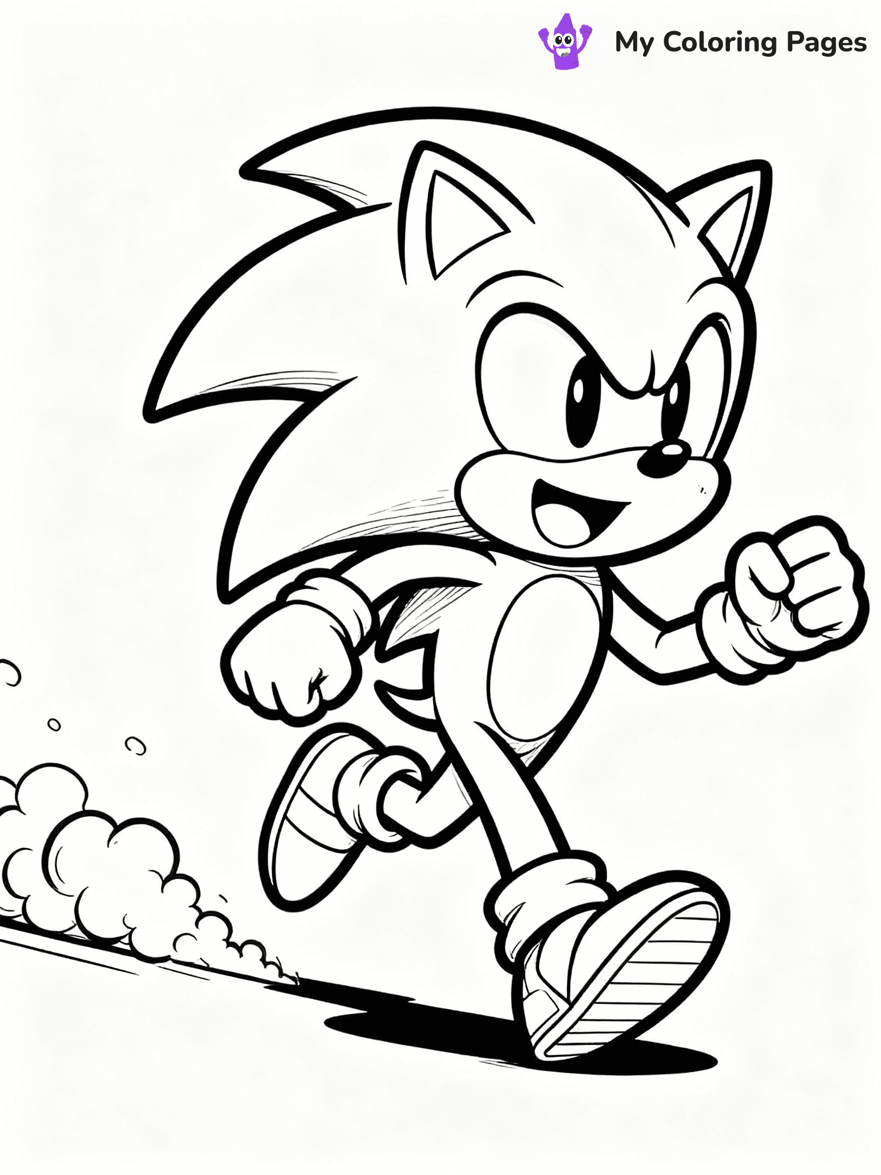 ⚠️ CRITICAL REQUIREMENT - ABSOLUTE BLACK AND WHITE ONLY ⚠️
This MUST be a BLACK AND WHITE line drawing ONLY. NO COLORS whatsoever.
- ONLY pure black lines (#000000) on pure white background (#FFFFFF)
- ABSOLUTELY NO colors, NO shading, NO gradients, NO grayscale
- If there are ANY colors in the output, the image is REJECTED
- This is a COLORING PAGE - meant to be COLORED IN by children
- The output must be UNCOLORED line art ready for coloring
⚠️ SUBJECT TO DRAW: Sonic from Sonic the Hedgehog running at high speed, dust clouds behind, excited. Important: PURE OUTLINES. NO FILLS, COLOR, SHADING, OR GREYSCALE. WHITE BACKGROUND.
(REMEMBER: Output must be BLACK AND WHITE line art only, NOT colored!)
# Flat, Friendly Cartoon Line-Art Coloring Page
You are generating a **pure black-and-white binary image** of a child-friendly cartoon scene combining characters and background scenery in one cohesive composition.
## Rendering Rules (Strict)
- Only two colors: pure black (#000000) outlines and pure white (#FFFFFF) background.
- No grayscale, shading, gradients, tints, fills, transparency, or partial pixels.
- No antialiasing or blended edges; every pixel is 100% black or white.
- No solid black fills inside shapes — all areas inside outlines must remain white.
- No dark clothing areas or filled tone blocks; all garments outlined only.
- No shadows, textures, lighting, or tonal variations.
- Must look like flat binary vector line-art for coloring pages.
## Drawing & Composition
- **Medium, consistent line weight**; clean closed outlines easy to color inside.
- **Flat, simple, child-friendly design** — no realism or 3D depth.
- Characters are **grounded on a surface**, centered and large.
- **Balanced composition** with clear silhouettes and minimal props.
## Scenery & Style
- Landmarks (e.g., mosque, CN Tower) and scenery (trees, benches, waves) drawn with **black outlines only.**
- For real-world figures, teams, or places, show accurate details using only black outlines—no text or logos. Use distinctive uniform patterns, abstract symbols, and landmark silhouettes to convey identity.
- Keep **consistent perspective**; no floating elements.
- **Style:** whimsical **Doodle Art Alley** — rounded, friendly outlines.
- May adapt shapes from **Crayola, Disney, Peppa Pig, Cocomelon** — *by shape only, never color.*
- Final output: **flat, crisp, binary (#000000/#FFFFFF)**, **no filled color or background text.**
EXTREMELYE IMPORTANT:
- PURE BINARY LINE-ART; NO FILLS (HAIR/CLOTHES/SKIN), SHADING, OR GREY.
- NO SHADING, COLOR. MUST BE WHITE BACKGROUND.
⚠️ FINAL REMINDER: Draw the subject "Sonic from Sonic the Hedgehog running at high speed, dust clouds behind, excited. Important: PURE OUTLINES. NO FILLS, COLOR, SHADING, OR GREYSCALE. WHITE BACKGROUND." as BLACK AND WHITE line art. Zero colors in output.