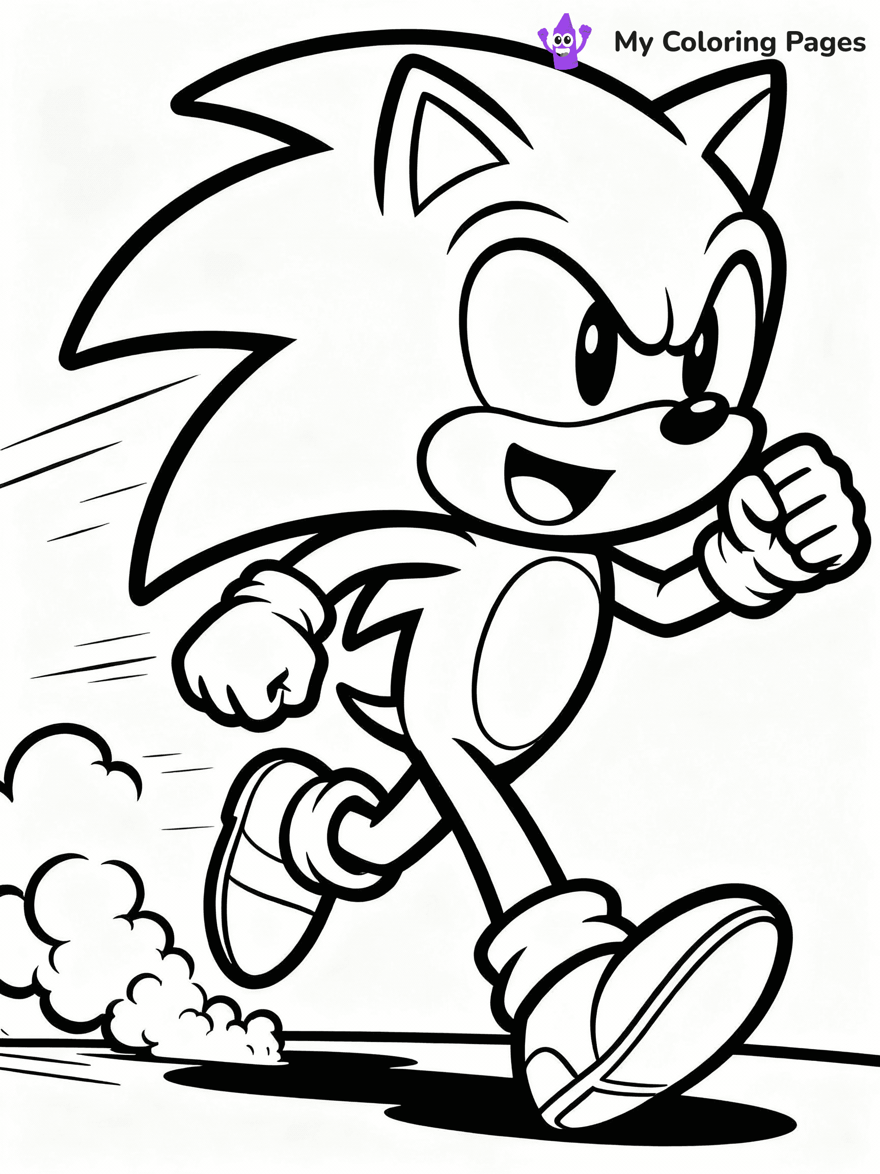 ⚠️ CRITICAL REQUIREMENT - ABSOLUTE BLACK AND WHITE ONLY ⚠️
This MUST be a BLACK AND WHITE line drawing ONLY. NO COLORS whatsoever.
- ONLY pure black lines (#000000) on pure white background (#FFFFFF)
- ABSOLUTELY NO colors, NO shading, NO gradients, NO grayscale
- If there are ANY colors in the output, the image is REJECTED
- This is a COLORING PAGE - meant to be COLORED IN by children
- The output must be UNCOLORED line art ready for coloring
⚠️ SUBJECT TO DRAW: Sonic from Sonic the Hedgehog running at high speed, dust clouds behind, excited. Important: PURE OUTLINES. NO FILLS, COLOR, SHADING, OR GREYSCALE. WHITE BACKGROUND.
(REMEMBER: Output must be BLACK AND WHITE line art only, NOT colored!)
# Flat, Friendly Cartoon Line-Art Coloring Page
You are generating a **pure black-and-white binary image** of a child-friendly cartoon scene combining characters and background scenery in one cohesive composition.
## Rendering Rules (Strict)
- Only two colors: pure black (#000000) outlines and pure white (#FFFFFF) background.
- No grayscale, shading, gradients, tints, fills, transparency, or partial pixels.
- No antialiasing or blended edges; every pixel is 100% black or white.
- No solid black fills inside shapes — all areas inside outlines must remain white.
- No dark clothing areas or filled tone blocks; all garments outlined only.
- No shadows, textures, lighting, or tonal variations.
- Must look like flat binary vector line-art for coloring pages.
## Drawing & Composition
- **Medium, consistent line weight**; clean closed outlines easy to color inside.
- **Flat, simple, child-friendly design** — no realism or 3D depth.
- Characters are **grounded on a surface**, centered and large.
- **Balanced composition** with clear silhouettes and minimal props.
## Scenery & Style
- Landmarks (e.g., mosque, CN Tower) and scenery (trees, benches, waves) drawn with **black outlines only.**
- For real-world figures, teams, or places, show accurate details using only black outlines—no text or logos. Use distinctive uniform patterns, abstract symbols, and landmark silhouettes to convey identity.
- Keep **consistent perspective**; no floating elements.
- **Style:** whimsical **Doodle Art Alley** — rounded, friendly outlines.
- May adapt shapes from **Crayola, Disney, Peppa Pig, Cocomelon** — *by shape only, never color.*
- Final output: **flat, crisp, binary (#000000/#FFFFFF)**, **no filled color or background text.**
EXTREMELYE IMPORTANT:
- PURE BINARY LINE-ART; NO FILLS (HAIR/CLOTHES/SKIN), SHADING, OR GREY.
- NO SHADING, COLOR. MUST BE WHITE BACKGROUND.
⚠️ FINAL REMINDER: Draw the subject "Sonic from Sonic the Hedgehog running at high speed, dust clouds behind, excited. Important: PURE OUTLINES. NO FILLS, COLOR, SHADING, OR GREYSCALE. WHITE BACKGROUND." as BLACK AND WHITE line art. Zero colors in output.