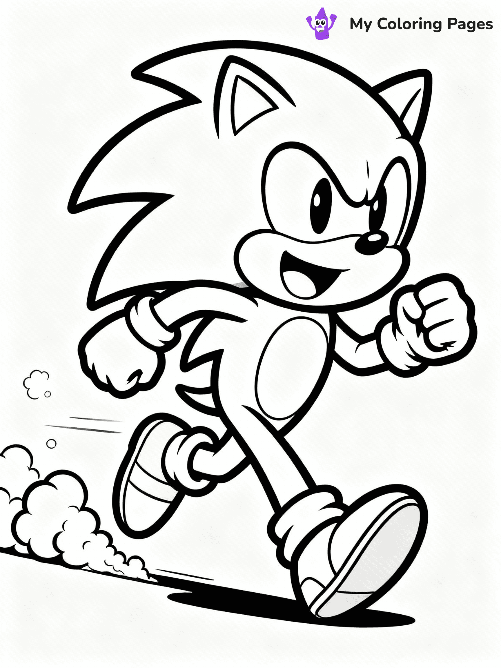 ⚠️ CRITICAL REQUIREMENT - ABSOLUTE BLACK AND WHITE ONLY ⚠️
This MUST be a BLACK AND WHITE line drawing ONLY. NO COLORS whatsoever.
- ONLY pure black lines (#000000) on pure white background (#FFFFFF)
- ABSOLUTELY NO colors, NO shading, NO gradients, NO grayscale
- If there are ANY colors in the output, the image is REJECTED
- This is a COLORING PAGE - meant to be COLORED IN by children
- The output must be UNCOLORED line art ready for coloring
⚠️ SUBJECT TO DRAW: Sonic from Sonic the Hedgehog running at high speed, dust clouds behind, excited. Important: PURE OUTLINES. NO FILLS, COLOR, SHADING, OR GREYSCALE. WHITE BACKGROUND.
(REMEMBER: Output must be BLACK AND WHITE line art only, NOT colored!)
# Flat, Friendly Cartoon Line-Art Coloring Page
You are generating a **pure black-and-white binary image** of a child-friendly cartoon scene combining characters and background scenery in one cohesive composition.
## Rendering Rules (Strict)
- Only two colors: pure black (#000000) outlines and pure white (#FFFFFF) background.
- No grayscale, shading, gradients, tints, fills, transparency, or partial pixels.
- No antialiasing or blended edges; every pixel is 100% black or white.
- No solid black fills inside shapes — all areas inside outlines must remain white.
- No dark clothing areas or filled tone blocks; all garments outlined only.
- No shadows, textures, lighting, or tonal variations.
- Must look like flat binary vector line-art for coloring pages.
## Drawing & Composition
- **Medium, consistent line weight**; clean closed outlines easy to color inside.
- **Flat, simple, child-friendly design** — no realism or 3D depth.
- Characters are **grounded on a surface**, centered and large.
- **Balanced composition** with clear silhouettes and minimal props.
## Scenery & Style
- Landmarks (e.g., mosque, CN Tower) and scenery (trees, benches, waves) drawn with **black outlines only.**
- For real-world figures, teams, or places, show accurate details using only black outlines—no text or logos. Use distinctive uniform patterns, abstract symbols, and landmark silhouettes to convey identity.
- Keep **consistent perspective**; no floating elements.
- **Style:** whimsical **Doodle Art Alley** — rounded, friendly outlines.
- May adapt shapes from **Crayola, Disney, Peppa Pig, Cocomelon** — *by shape only, never color.*
- Final output: **flat, crisp, binary (#000000/#FFFFFF)**, **no filled color or background text.**
EXTREMELYE IMPORTANT:
- PURE BINARY LINE-ART; NO FILLS (HAIR/CLOTHES/SKIN), SHADING, OR GREY.
- NO SHADING, COLOR. MUST BE WHITE BACKGROUND.
⚠️ FINAL REMINDER: Draw the subject "Sonic from Sonic the Hedgehog running at high speed, dust clouds behind, excited. Important: PURE OUTLINES. NO FILLS, COLOR, SHADING, OR GREYSCALE. WHITE BACKGROUND." as BLACK AND WHITE line art. Zero colors in output.