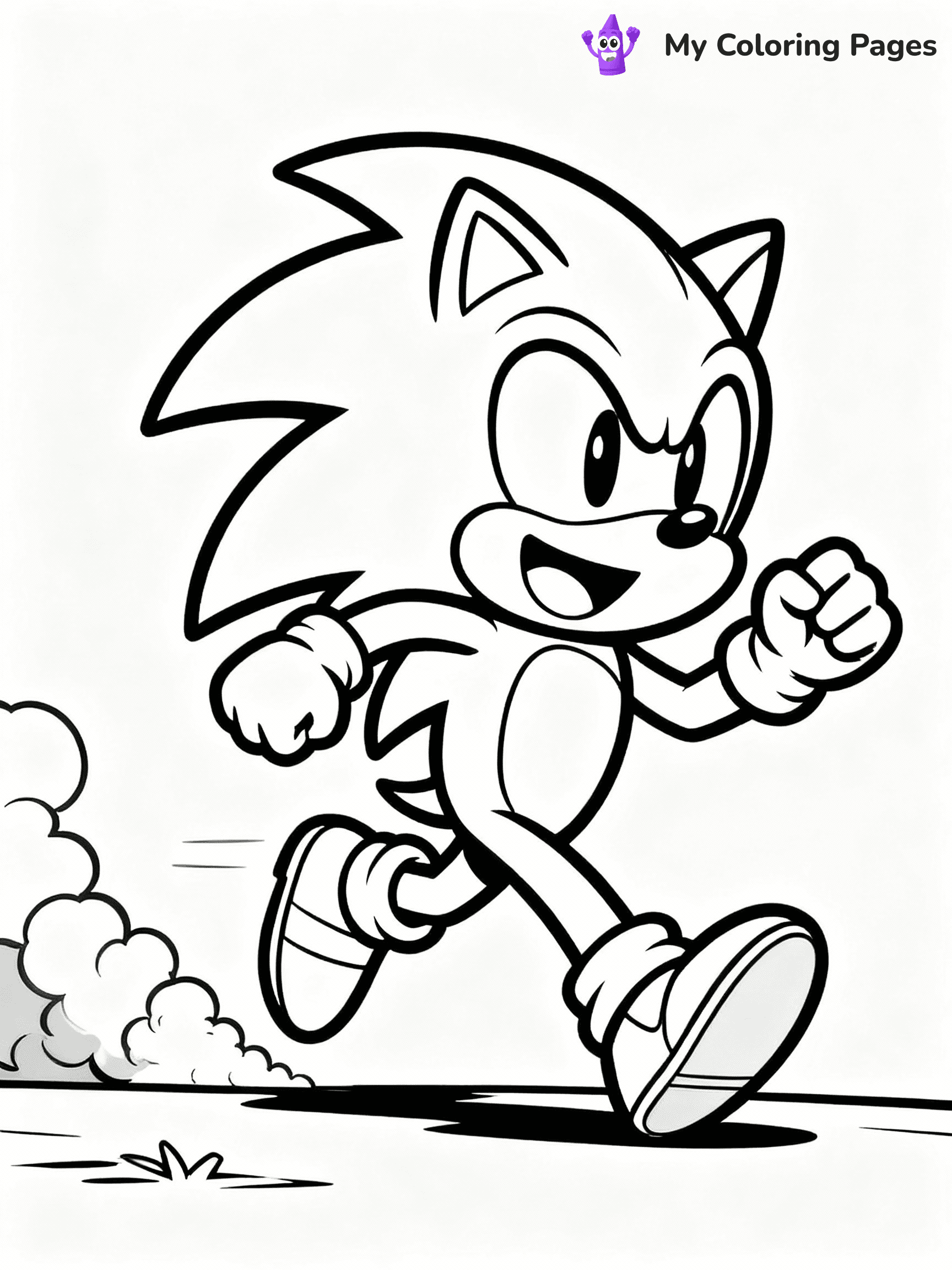 ⚠️ CRITICAL REQUIREMENT - ABSOLUTE BLACK AND WHITE ONLY ⚠️
This MUST be a BLACK AND WHITE line drawing ONLY. NO COLORS whatsoever.
- ONLY pure black lines (#000000) on pure white background (#FFFFFF)
- ABSOLUTELY NO colors, NO shading, NO gradients, NO grayscale
- If there are ANY colors in the output, the image is REJECTED
- This is a COLORING PAGE - meant to be COLORED IN by children
- The output must be UNCOLORED line art ready for coloring
⚠️ SUBJECT TO DRAW: Sonic from Sonic the Hedgehog running at high speed, dust clouds behind, excited. Important: PURE OUTLINES. NO FILLS, COLOR, SHADING, OR GREYSCALE. WHITE BACKGROUND.
(REMEMBER: Output must be BLACK AND WHITE line art only, NOT colored!)
# Flat, Friendly Cartoon Line-Art Coloring Page
You are generating a **pure black-and-white binary image** of a child-friendly cartoon scene combining characters and background scenery in one cohesive composition.
## Rendering Rules (Strict)
- Only two colors: pure black (#000000) outlines and pure white (#FFFFFF) background.
- No grayscale, shading, gradients, tints, fills, transparency, or partial pixels.
- No antialiasing or blended edges; every pixel is 100% black or white.
- No solid black fills inside shapes — all areas inside outlines must remain white.
- No dark clothing areas or filled tone blocks; all garments outlined only.
- No shadows, textures, lighting, or tonal variations.
- Must look like flat binary vector line-art for coloring pages.
## Drawing & Composition
- **Medium, consistent line weight**; clean closed outlines easy to color inside.
- **Flat, simple, child-friendly design** — no realism or 3D depth.
- Characters are **grounded on a surface**, centered and large.
- **Balanced composition** with clear silhouettes and minimal props.
## Scenery & Style
- Landmarks (e.g., mosque, CN Tower) and scenery (trees, benches, waves) drawn with **black outlines only.**
- For real-world figures, teams, or places, show accurate details using only black outlines—no text or logos. Use distinctive uniform patterns, abstract symbols, and landmark silhouettes to convey identity.
- Keep **consistent perspective**; no floating elements.
- **Style:** whimsical **Doodle Art Alley** — rounded, friendly outlines.
- May adapt shapes from **Crayola, Disney, Peppa Pig, Cocomelon** — *by shape only, never color.*
- Final output: **flat, crisp, binary (#000000/#FFFFFF)**, **no filled color or background text.**
EXTREMELYE IMPORTANT:
- PURE BINARY LINE-ART; NO FILLS (HAIR/CLOTHES/SKIN), SHADING, OR GREY.
- NO SHADING, COLOR. MUST BE WHITE BACKGROUND.
⚠️ FINAL REMINDER: Draw the subject "Sonic from Sonic the Hedgehog running at high speed, dust clouds behind, excited. Important: PURE OUTLINES. NO FILLS, COLOR, SHADING, OR GREYSCALE. WHITE BACKGROUND." as BLACK AND WHITE line art. Zero colors in output.
