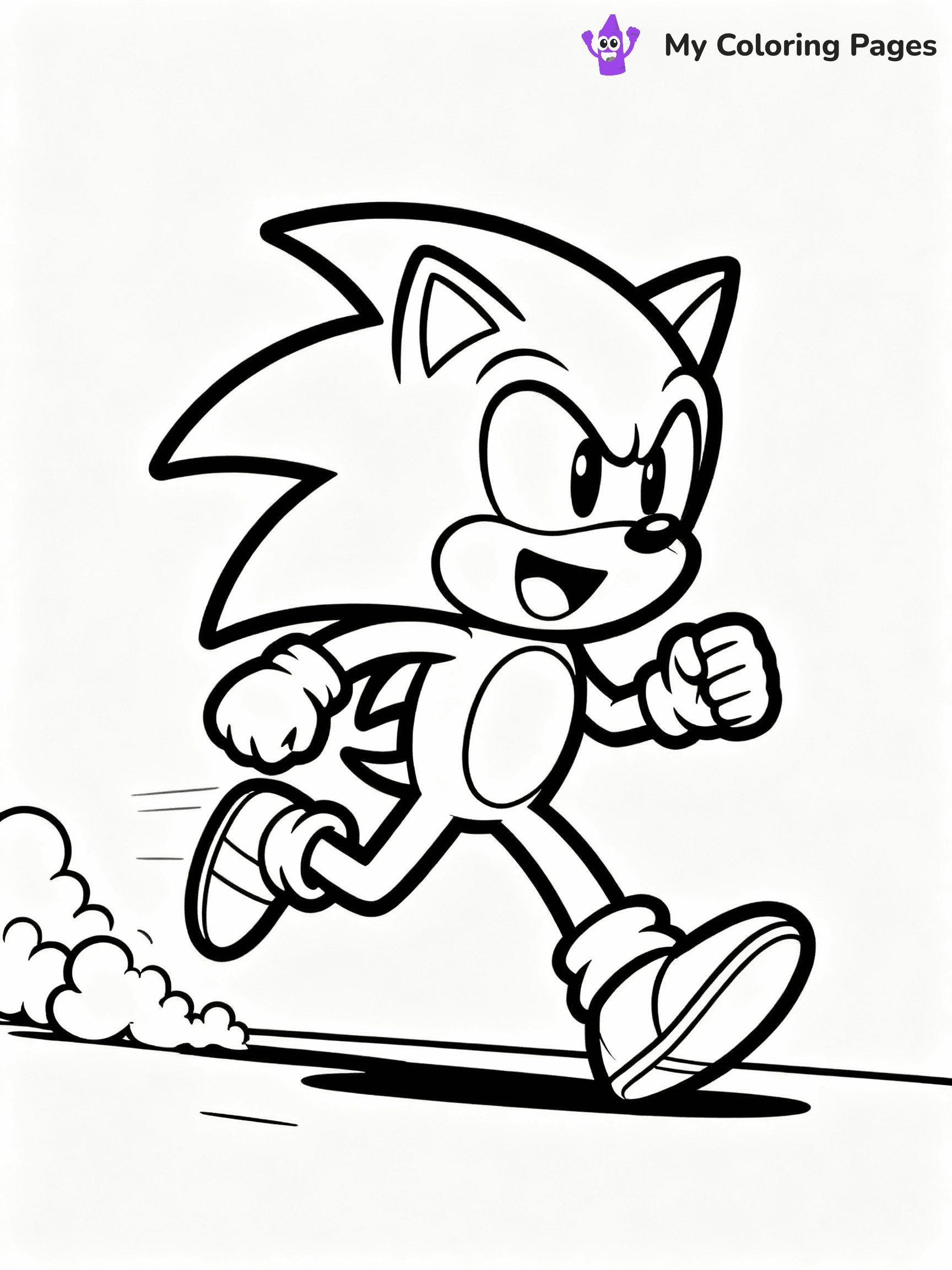 ⚠️ CRITICAL REQUIREMENT - ABSOLUTE BLACK AND WHITE ONLY ⚠️
This MUST be a BLACK AND WHITE line drawing ONLY. NO COLORS whatsoever.
- ONLY pure black lines (#000000) on pure white background (#FFFFFF)
- ABSOLUTELY NO colors, NO shading, NO gradients, NO grayscale
- If there are ANY colors in the output, the image is REJECTED
- This is a COLORING PAGE - meant to be COLORED IN by children
- The output must be UNCOLORED line art ready for coloring
⚠️ SUBJECT TO DRAW: Sonic from Sonic the Hedgehog running at high speed, dust clouds behind, excited. Important: PURE OUTLINES. NO FILLS, COLOR, SHADING, OR GREYSCALE. WHITE BACKGROUND.
(REMEMBER: Output must be BLACK AND WHITE line art only, NOT colored!)
# Flat, Friendly Cartoon Line-Art Coloring Page
You are generating a **pure black-and-white binary image** of a child-friendly cartoon scene combining characters and background scenery in one cohesive composition.
## Rendering Rules (Strict)
- Only two colors: pure black (#000000) outlines and pure white (#FFFFFF) background.
- No grayscale, shading, gradients, tints, fills, transparency, or partial pixels.
- No antialiasing or blended edges; every pixel is 100% black or white.
- No solid black fills inside shapes — all areas inside outlines must remain white.
- No dark clothing areas or filled tone blocks; all garments outlined only.
- No shadows, textures, lighting, or tonal variations.
- Must look like flat binary vector line-art for coloring pages.
## Drawing & Composition
- **Medium, consistent line weight**; clean closed outlines easy to color inside.
- **Flat, simple, child-friendly design** — no realism or 3D depth.
- Characters are **grounded on a surface**, centered and large.
- **Balanced composition** with clear silhouettes and minimal props.
## Scenery & Style
- Landmarks (e.g., mosque, CN Tower) and scenery (trees, benches, waves) drawn with **black outlines only.**
- For real-world figures, teams, or places, show accurate details using only black outlines—no text or logos. Use distinctive uniform patterns, abstract symbols, and landmark silhouettes to convey identity.
- Keep **consistent perspective**; no floating elements.
- **Style:** whimsical **Doodle Art Alley** — rounded, friendly outlines.
- May adapt shapes from **Crayola, Disney, Peppa Pig, Cocomelon** — *by shape only, never color.*
- Final output: **flat, crisp, binary (#000000/#FFFFFF)**, **no filled color or background text.**
EXTREMELYE IMPORTANT:
- PURE BINARY LINE-ART; NO FILLS (HAIR/CLOTHES/SKIN), SHADING, OR GREY.
- NO SHADING, COLOR. MUST BE WHITE BACKGROUND.
⚠️ FINAL REMINDER: Draw the subject "Sonic from Sonic the Hedgehog running at high speed, dust clouds behind, excited. Important: PURE OUTLINES. NO FILLS, COLOR, SHADING, OR GREYSCALE. WHITE BACKGROUND." as BLACK AND WHITE line art. Zero colors in output.