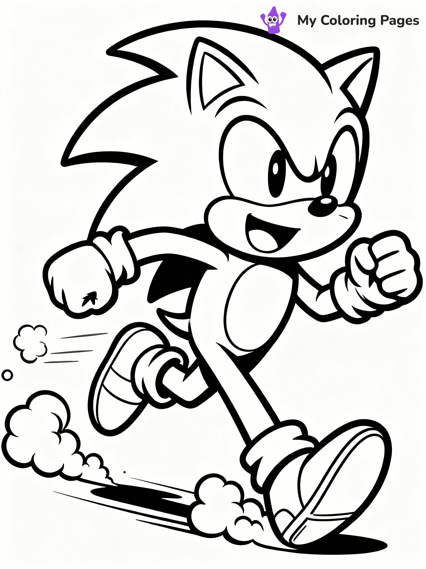 ⚠️ CRITICAL REQUIREMENT - ABSOLUTE BLACK AND WHITE ONLY ⚠️
This MUST be a BLACK AND WHITE line drawing ONLY. NO COLORS whatsoever.
- ONLY pure black lines (#000000) on pure white background (#FFFFFF)
- ABSOLUTELY NO colors, NO shading, NO gradients, NO grayscale
- If there are ANY colors in the output, the image is REJECTED
- This is a COLORING PAGE - meant to be COLORED IN by children
- The output must be UNCOLORED line art ready for coloring
⚠️ SUBJECT TO DRAW: Sonic from Sonic the Hedgehog running at high speed, dust clouds behind, excited. Important: PURE OUTLINES. NO FILLS, COLOR, SHADING, OR GREYSCALE. WHITE BACKGROUND.
(REMEMBER: Output must be BLACK AND WHITE line art only, NOT colored!)
# Flat, Friendly Cartoon Line-Art Coloring Page
You are generating a **pure black-and-white binary image** of a child-friendly cartoon scene combining characters and background scenery in one cohesive composition.
## Rendering Rules (Strict)
- Only two colors: pure black (#000000) outlines and pure white (#FFFFFF) background.
- No grayscale, shading, gradients, tints, fills, transparency, or partial pixels.
- No antialiasing or blended edges; every pixel is 100% black or white.
- No solid black fills inside shapes — all areas inside outlines must remain white.
- No dark clothing areas or filled tone blocks; all garments outlined only.
- No shadows, textures, lighting, or tonal variations.
- Must look like flat binary vector line-art for coloring pages.
## Drawing & Composition
- **Medium, consistent line weight**; clean closed outlines easy to color inside.
- **Flat, simple, child-friendly design** — no realism or 3D depth.
- Characters are **grounded on a surface**, centered and large.
- **Balanced composition** with clear silhouettes and minimal props.
## Scenery & Style
- Landmarks (e.g., mosque, CN Tower) and scenery (trees, benches, waves) drawn with **black outlines only.**
- For real-world figures, teams, or places, show accurate details using only black outlines—no text or logos. Use distinctive uniform patterns, abstract symbols, and landmark silhouettes to convey identity.
- Keep **consistent perspective**; no floating elements.
- **Style:** whimsical **Doodle Art Alley** — rounded, friendly outlines.
- May adapt shapes from **Crayola, Disney, Peppa Pig, Cocomelon** — *by shape only, never color.*
- Final output: **flat, crisp, binary (#000000/#FFFFFF)**, **no filled color or background text.**
EXTREMELYE IMPORTANT:
- PURE BINARY LINE-ART; NO FILLS (HAIR/CLOTHES/SKIN), SHADING, OR GREY.
- NO SHADING, COLOR. MUST BE WHITE BACKGROUND.
⚠️ FINAL REMINDER: Draw the subject "Sonic from Sonic the Hedgehog running at high speed, dust clouds behind, excited. Important: PURE OUTLINES. NO FILLS, COLOR, SHADING, OR GREYSCALE. WHITE BACKGROUND." as BLACK AND WHITE line art. Zero colors in output.