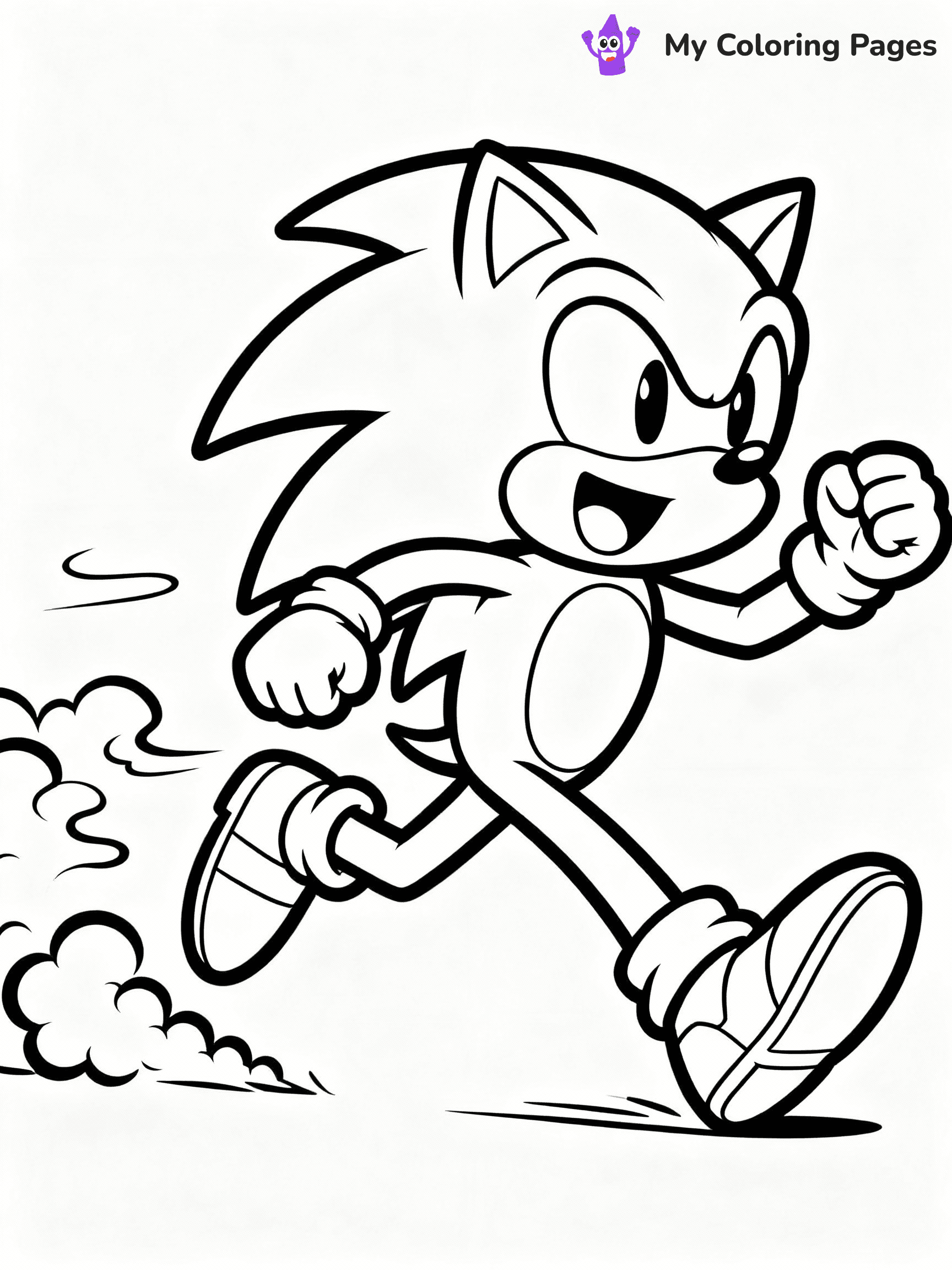 ⚠️ CRITICAL REQUIREMENT - ABSOLUTE BLACK AND WHITE ONLY ⚠️
This MUST be a BLACK AND WHITE line drawing ONLY. NO COLORS whatsoever.
- ONLY pure black lines (#000000) on pure white background (#FFFFFF)
- ABSOLUTELY NO colors, NO shading, NO gradients, NO grayscale
- If there are ANY colors in the output, the image is REJECTED
- This is a COLORING PAGE - meant to be COLORED IN by children
- The output must be UNCOLORED line art ready for coloring
⚠️ SUBJECT TO DRAW: Sonic from Sonic the Hedgehog running at high speed, dust clouds behind, excited. Important: PURE OUTLINES. NO FILLS, COLOR, SHADING, OR GREYSCALE. WHITE BACKGROUND.
(REMEMBER: Output must be BLACK AND WHITE line art only, NOT colored!)
# Flat, Friendly Cartoon Line-Art Coloring Page
You are generating a **pure black-and-white binary image** of a child-friendly cartoon scene combining characters and background scenery in one cohesive composition.
## Rendering Rules (Strict)
- Only two colors: pure black (#000000) outlines and pure white (#FFFFFF) background.
- No grayscale, shading, gradients, tints, fills, transparency, or partial pixels.
- No antialiasing or blended edges; every pixel is 100% black or white.
- No solid black fills inside shapes — all areas inside outlines must remain white.
- No dark clothing areas or filled tone blocks; all garments outlined only.
- No shadows, textures, lighting, or tonal variations.
- Must look like flat binary vector line-art for coloring pages.
## Drawing & Composition
- **Medium, consistent line weight**; clean closed outlines easy to color inside.
- **Flat, simple, child-friendly design** — no realism or 3D depth.
- Characters are **grounded on a surface**, centered and large.
- **Balanced composition** with clear silhouettes and minimal props.
## Scenery & Style
- Landmarks (e.g., mosque, CN Tower) and scenery (trees, benches, waves) drawn with **black outlines only.**
- For real-world figures, teams, or places, show accurate details using only black outlines—no text or logos. Use distinctive uniform patterns, abstract symbols, and landmark silhouettes to convey identity.
- Keep **consistent perspective**; no floating elements.
- **Style:** whimsical **Doodle Art Alley** — rounded, friendly outlines.
- May adapt shapes from **Crayola, Disney, Peppa Pig, Cocomelon** — *by shape only, never color.*
- Final output: **flat, crisp, binary (#000000/#FFFFFF)**, **no filled color or background text.**
EXTREMELYE IMPORTANT:
- PURE BINARY LINE-ART; NO FILLS (HAIR/CLOTHES/SKIN), SHADING, OR GREY.
- NO SHADING, COLOR. MUST BE WHITE BACKGROUND.
⚠️ FINAL REMINDER: Draw the subject "Sonic from Sonic the Hedgehog running at high speed, dust clouds behind, excited. Important: PURE OUTLINES. NO FILLS, COLOR, SHADING, OR GREYSCALE. WHITE BACKGROUND." as BLACK AND WHITE line art. Zero colors in output.