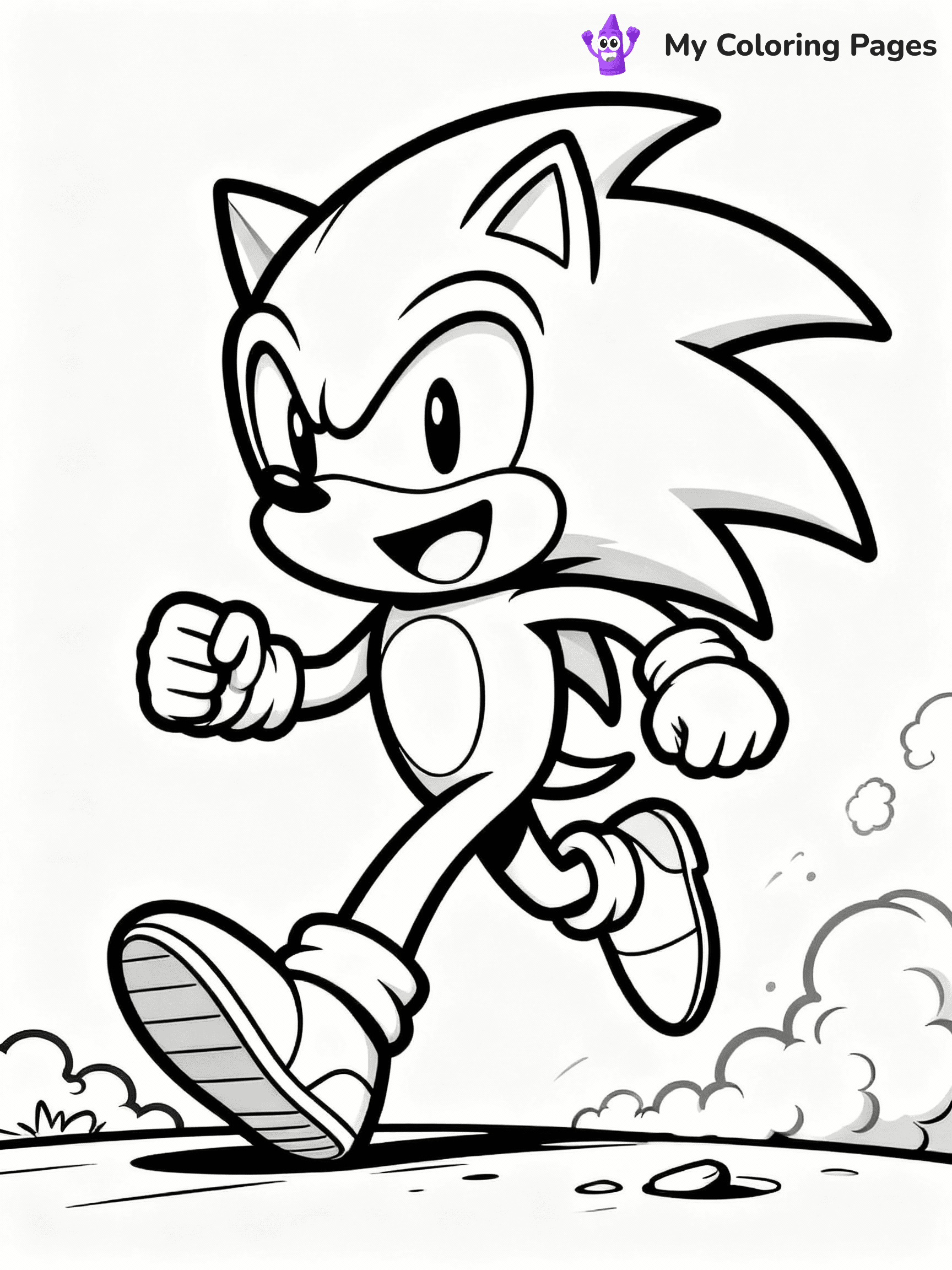 ⚠️ CRITICAL REQUIREMENT - ABSOLUTE BLACK AND WHITE ONLY ⚠️
This MUST be a BLACK AND WHITE line drawing ONLY. NO COLORS whatsoever.
- ONLY pure black lines (#000000) on pure white background (#FFFFFF)
- ABSOLUTELY NO colors, NO shading, NO gradients, NO grayscale
- If there are ANY colors in the output, the image is REJECTED
- This is a COLORING PAGE - meant to be COLORED IN by children
- The output must be UNCOLORED line art ready for coloring
⚠️ SUBJECT TO DRAW: Sonic from Sonic the Hedgehog running at high speed, dust clouds behind, excited. Important: PURE OUTLINES. NO FILLS, COLOR, SHADING, OR GREYSCALE. WHITE BACKGROUND.
(REMEMBER: Output must be BLACK AND WHITE line art only, NOT colored!)
# Flat, Friendly Cartoon Line-Art Coloring Page
You are generating a **pure black-and-white binary image** of a child-friendly cartoon scene combining characters and background scenery in one cohesive composition.
## Rendering Rules (Strict)
- Only two colors: pure black (#000000) outlines and pure white (#FFFFFF) background.
- No grayscale, shading, gradients, tints, fills, transparency, or partial pixels.
- No antialiasing or blended edges; every pixel is 100% black or white.
- No solid black fills inside shapes — all areas inside outlines must remain white.
- No dark clothing areas or filled tone blocks; all garments outlined only.
- No shadows, textures, lighting, or tonal variations.
- Must look like flat binary vector line-art for coloring pages.
## Drawing & Composition
- **Medium, consistent line weight**; clean closed outlines easy to color inside.
- **Flat, simple, child-friendly design** — no realism or 3D depth.
- Characters are **grounded on a surface**, centered and large.
- **Balanced composition** with clear silhouettes and minimal props.
## Scenery & Style
- Landmarks (e.g., mosque, CN Tower) and scenery (trees, benches, waves) drawn with **black outlines only.**
- For real-world figures, teams, or places, show accurate details using only black outlines—no text or logos. Use distinctive uniform patterns, abstract symbols, and landmark silhouettes to convey identity.
- Keep **consistent perspective**; no floating elements.
- **Style:** whimsical **Doodle Art Alley** — rounded, friendly outlines.
- May adapt shapes from **Crayola, Disney, Peppa Pig, Cocomelon** — *by shape only, never color.*
- Final output: **flat, crisp, binary (#000000/#FFFFFF)**, **no filled color or background text.**
EXTREMELYE IMPORTANT:
- PURE BINARY LINE-ART; NO FILLS (HAIR/CLOTHES/SKIN), SHADING, OR GREY.
- NO SHADING, COLOR. MUST BE WHITE BACKGROUND.
⚠️ FINAL REMINDER: Draw the subject "Sonic from Sonic the Hedgehog running at high speed, dust clouds behind, excited. Important: PURE OUTLINES. NO FILLS, COLOR, SHADING, OR GREYSCALE. WHITE BACKGROUND." as BLACK AND WHITE line art. Zero colors in output.