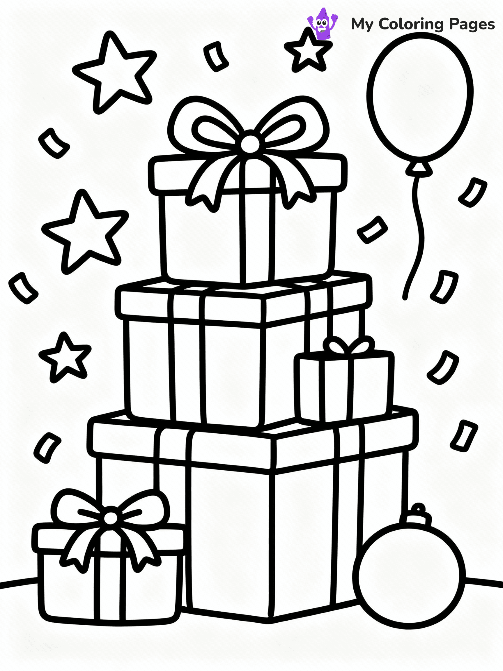⚠️ CRITICAL REQUIREMENT - ABSOLUTE BLACK AND WHITE ONLY ⚠️
This MUST be a BLACK AND WHITE line drawing ONLY. NO COLORS whatsoever.
- ONLY pure black lines (#000000) on pure white background (#FFFFFF)
- ABSOLUTELY NO colors, NO shading, NO gradients, NO grayscale
- If there are ANY colors in the output, the image is REJECTED
- This is a COLORING PAGE - meant to be COLORED IN by children
- The output must be UNCOLORED line art ready for coloring
⚠️ SUBJECT TO DRAW: Fun presents stacked high, ribbons and bows, festive decorations, outline style
(REMEMBER: Output must be BLACK AND WHITE line art only, NOT colored!)
# COLORING PAGE: BLACK OUTLINES ONLY - WHITE BACKGROUND MANDATORY
Create a **coloring book page** using EXACTLY two values: black lines, white space.
## NON-NEGOTIABLE BINARY RULES
- **ONLY #000000 (black) and #FFFFFF (white)** - NO other values exist
- **EVERY PIXEL = BLACK OR WHITE** - no gray/shading/antialiasing
- **WHITE BACKGROUND MANDATORY** - entire canvas stays white
- **ALL SHAPES HOLLOW** - everything is empty outlines waiting to be colored
- **FORBIDDEN:** fills, shading, gradients, patterns, textures, colors
- **NO SOLID REGIONS** - if it's not a thin line, it's wrong
## Universal Line Standards
- Black outlines ONLY - thin, uniform weight
- Every shape completely empty inside
- Closed contours suitable for coloring
- Simple flat illustration - zero depth/3D/realism
- **Style:** Whimsical Doodle Art Alley - rounded, friendly outlines (unless specified)
## Everything = Outline Only
- Characters/animals: hollow shapes
- Objects/clothing: empty contours
- Backgrounds/scenery: line work only
- Natural elements: outlined forms
- Dark/night areas: don't exist (use outlined symbols)
- Textures/patterns: convert to simple lines
## The Test
Can a child color EVERY white space with crayons? If any area is pre-filled/shaded/gray or colored in, it FAILS. Every shape must be waiting to receive color.
**FINAL OUTPUT**: Binary coloring page. Black lines define shapes. White spaces ready for coloring. Nothing else exists. No exceptions. Print-ready.
⚠️ FINAL REMINDER: Draw the subject "Fun presents stacked high, ribbons and bows, festive decorations, outline style" as BLACK AND WHITE line art. Zero colors in output.