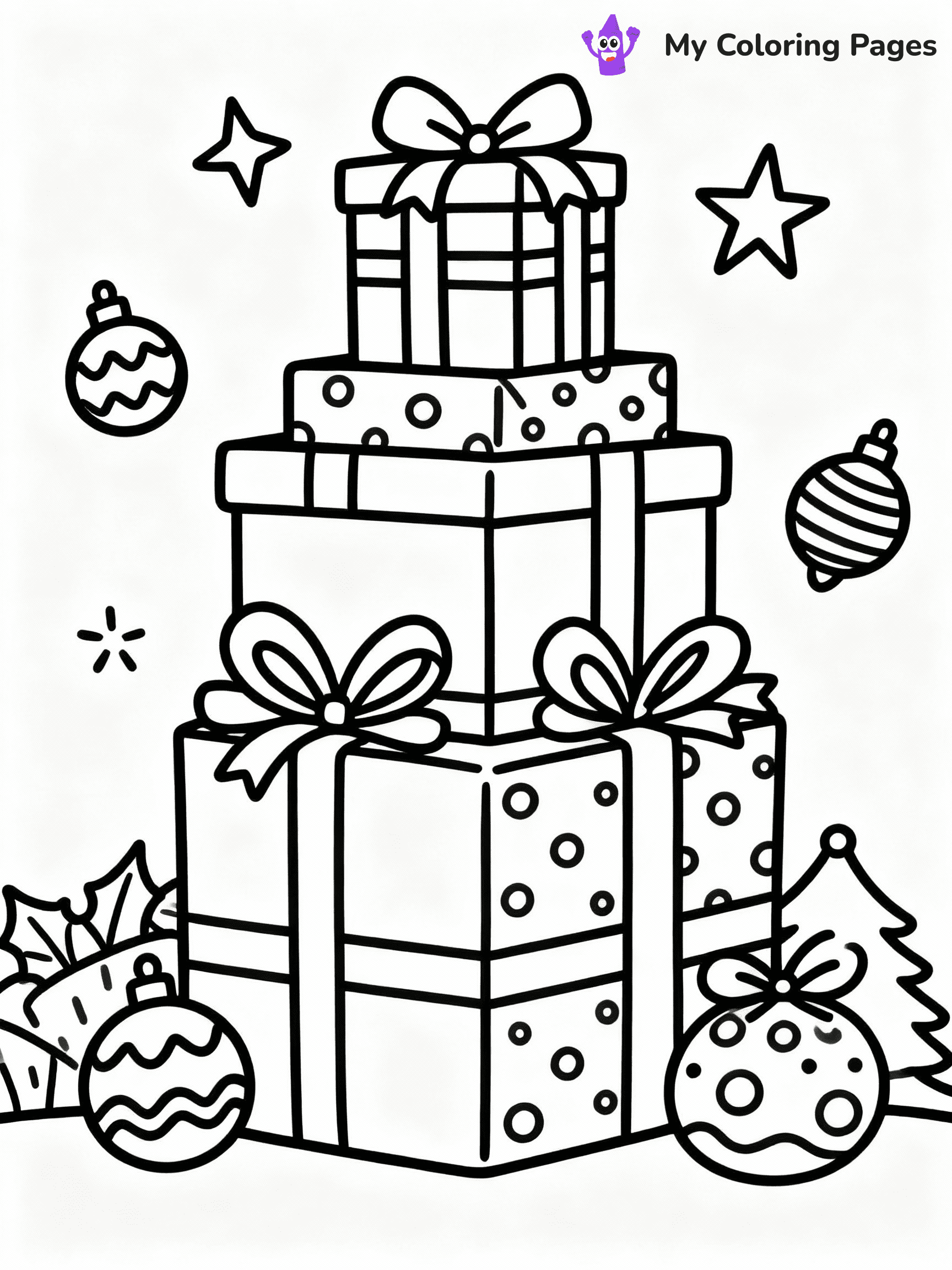 ⚠️ CRITICAL REQUIREMENT - ABSOLUTE BLACK AND WHITE ONLY ⚠️
This MUST be a BLACK AND WHITE line drawing ONLY. NO COLORS whatsoever.
- ONLY pure black lines (#000000) on pure white background (#FFFFFF)
- ABSOLUTELY NO colors, NO shading, NO gradients, NO grayscale
- If there are ANY colors in the output, the image is REJECTED
- This is a COLORING PAGE - meant to be COLORED IN by children
- The output must be UNCOLORED line art ready for coloring
⚠️ SUBJECT TO DRAW: Fun presents stacked high, ribbons and bows, festive decorations, outline style
(REMEMBER: Output must be BLACK AND WHITE line art only, NOT colored!)
# COLORING PAGE: BLACK OUTLINES ONLY - WHITE BACKGROUND MANDATORY
Create a **coloring book page** using EXACTLY two values: black lines, white space.
## NON-NEGOTIABLE BINARY RULES
- **ONLY #000000 (black) and #FFFFFF (white)** - NO other values exist
- **EVERY PIXEL = BLACK OR WHITE** - no gray/shading/antialiasing
- **WHITE BACKGROUND MANDATORY** - entire canvas stays white
- **ALL SHAPES HOLLOW** - everything is empty outlines waiting to be colored
- **FORBIDDEN:** fills, shading, gradients, patterns, textures, colors
- **NO SOLID REGIONS** - if it's not a thin line, it's wrong
## Universal Line Standards
- Black outlines ONLY - thin, uniform weight
- Every shape completely empty inside
- Closed contours suitable for coloring
- Simple flat illustration - zero depth/3D/realism
- **Style:** Whimsical Doodle Art Alley - rounded, friendly outlines (unless specified)
## Everything = Outline Only
- Characters/animals: hollow shapes
- Objects/clothing: empty contours
- Backgrounds/scenery: line work only
- Natural elements: outlined forms
- Dark/night areas: don't exist (use outlined symbols)
- Textures/patterns: convert to simple lines
## The Test
Can a child color EVERY white space with crayons? If any area is pre-filled/shaded/gray or colored in, it FAILS. Every shape must be waiting to receive color.
**FINAL OUTPUT**: Binary coloring page. Black lines define shapes. White spaces ready for coloring. Nothing else exists. No exceptions. Print-ready.
⚠️ FINAL REMINDER: Draw the subject "Fun presents stacked high, ribbons and bows, festive decorations, outline style" as BLACK AND WHITE line art. Zero colors in output.